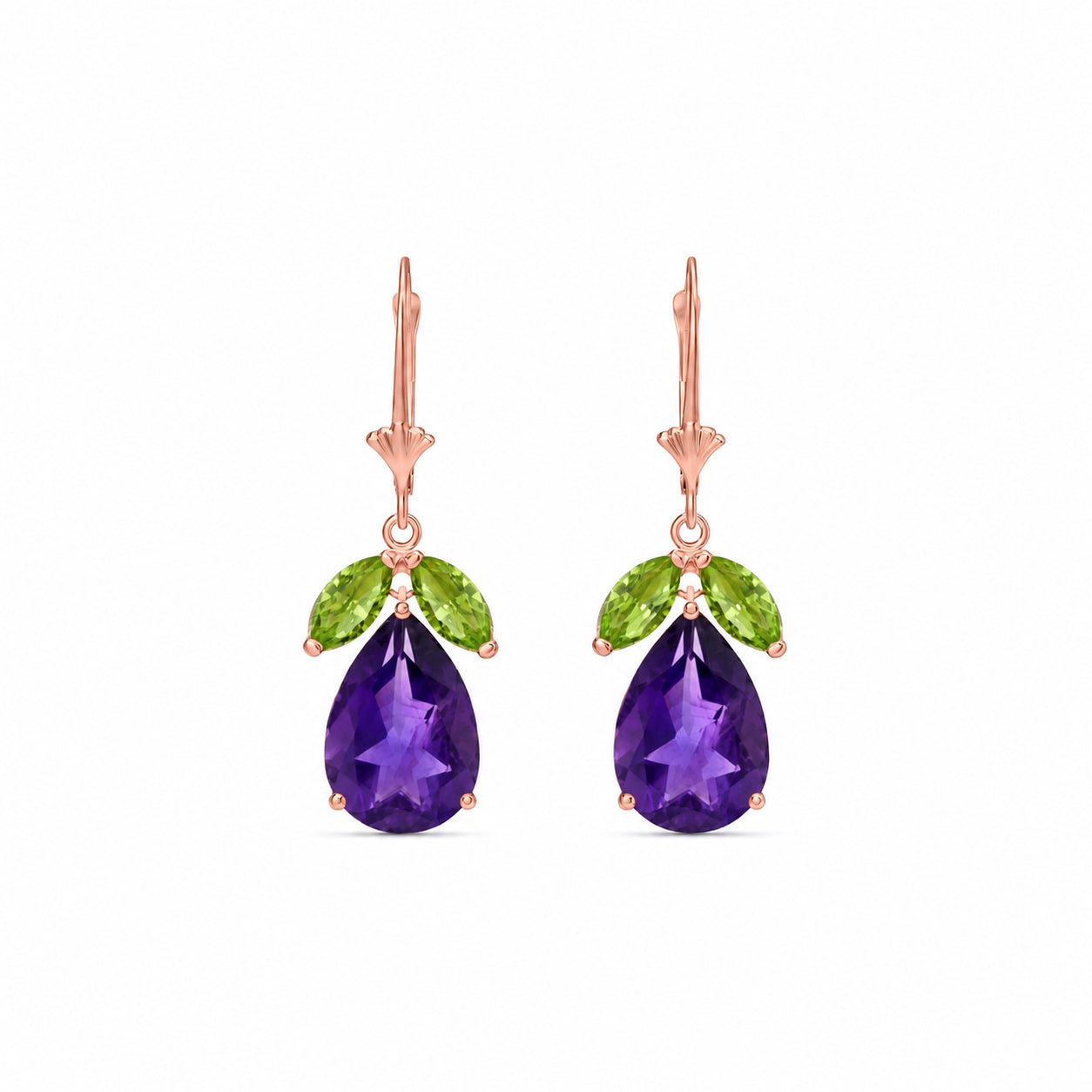 Rose Gold Celeste Drop Earrings Peridot 10K — Eulalia