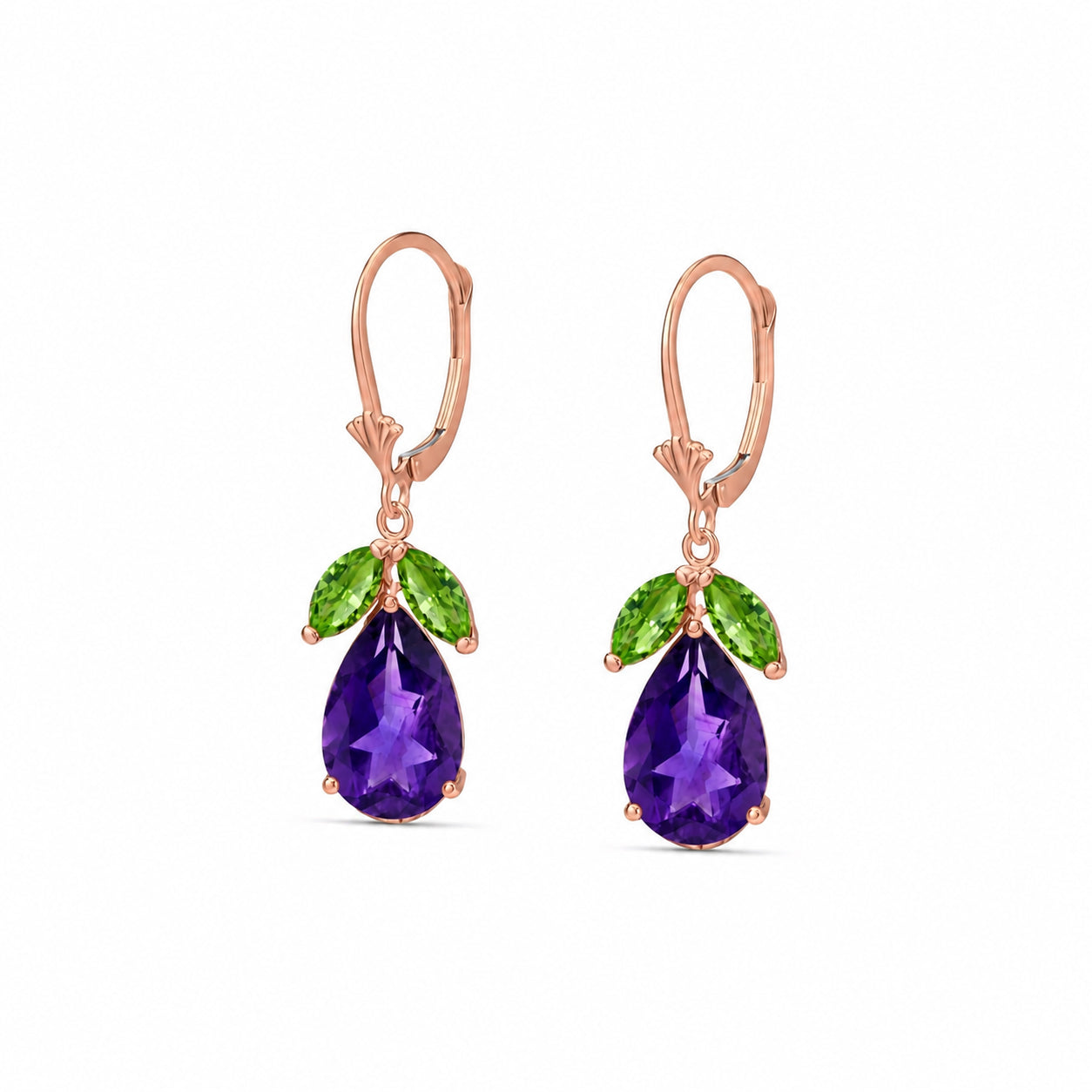 Rose Gold Celeste Drop Earrings Peridot 10K — Eulalia
