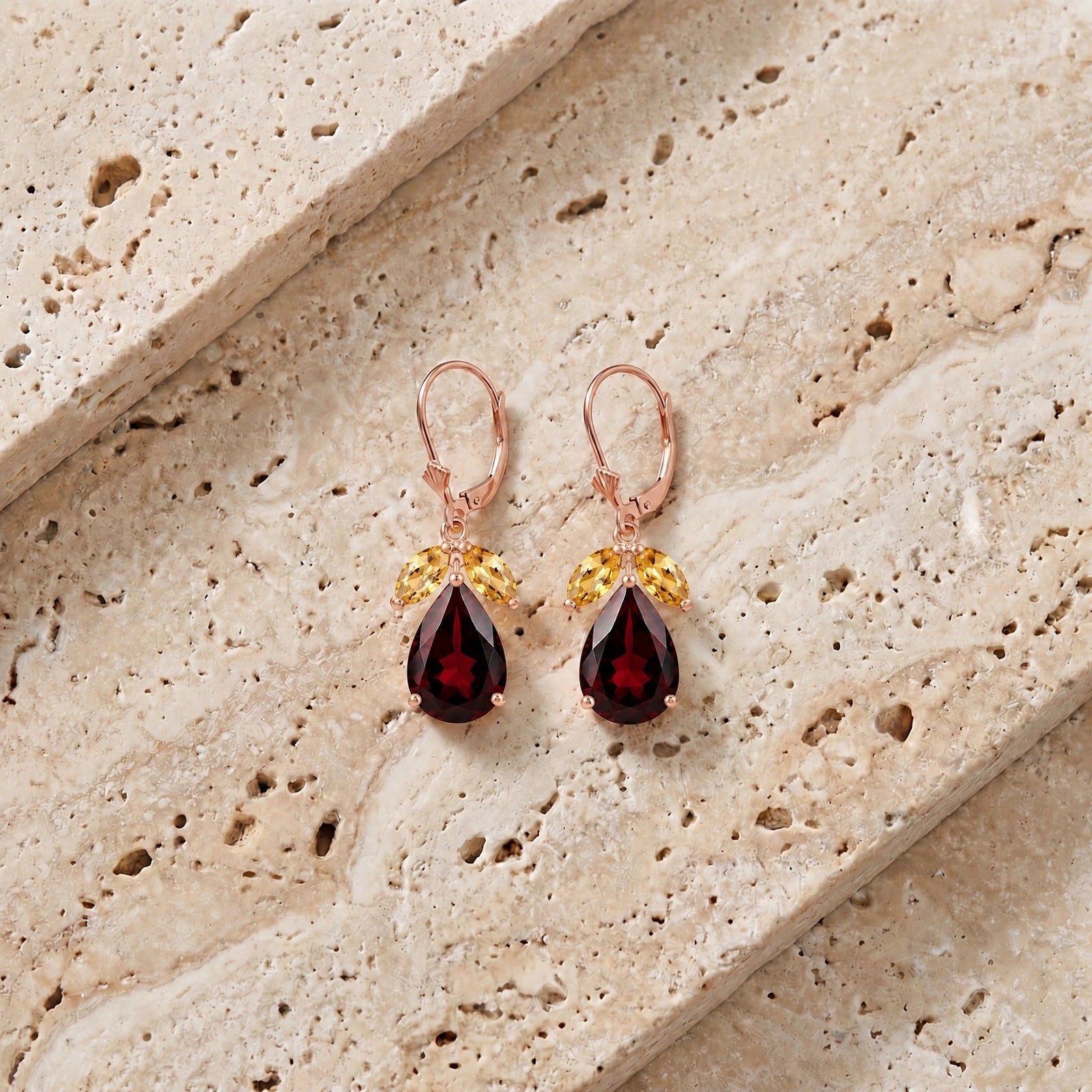 Rose Gold Celeste Drop Earrings Peridot 10K — Eulalia