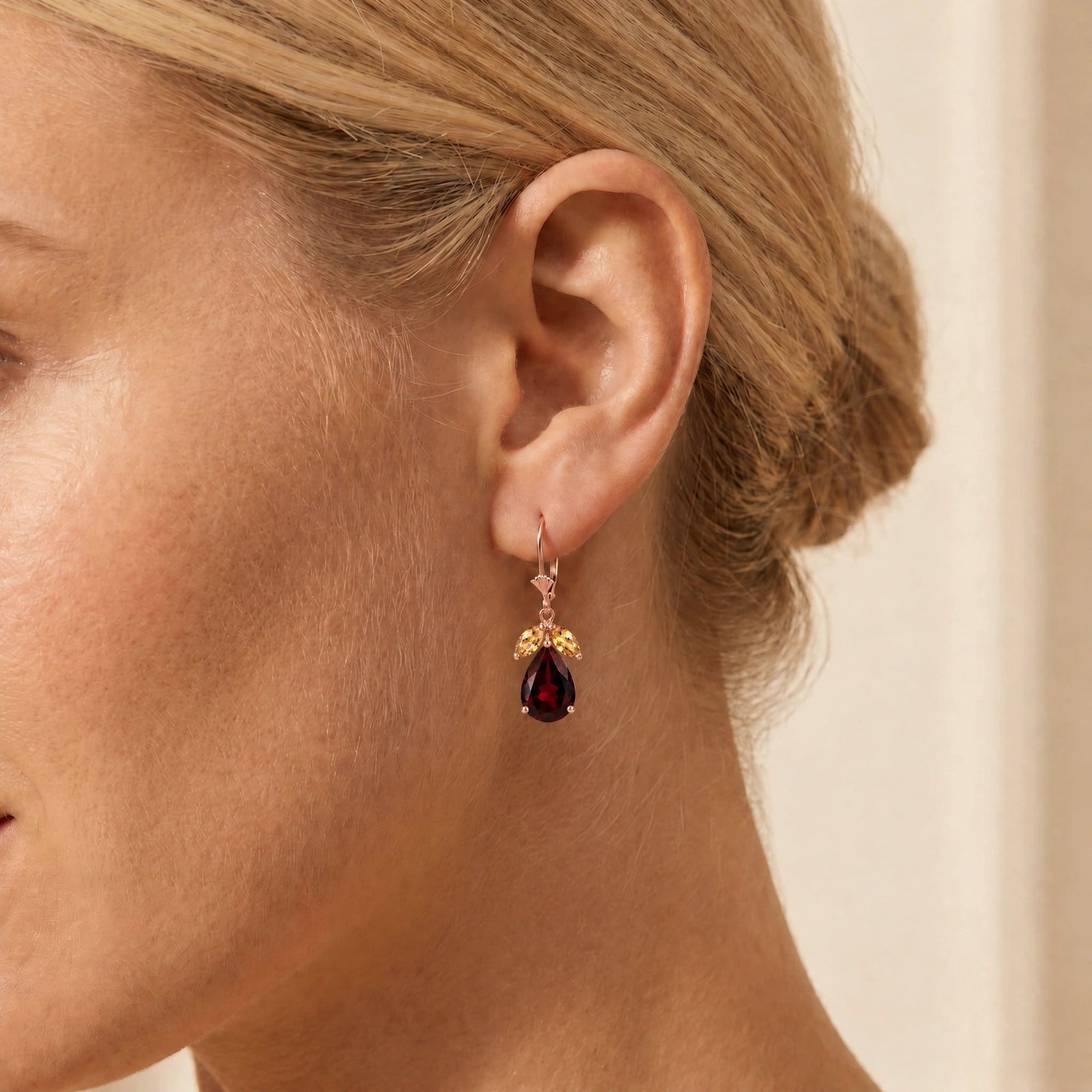 Rose Gold Celeste Drop Earrings Peridot 10K — Eulalia