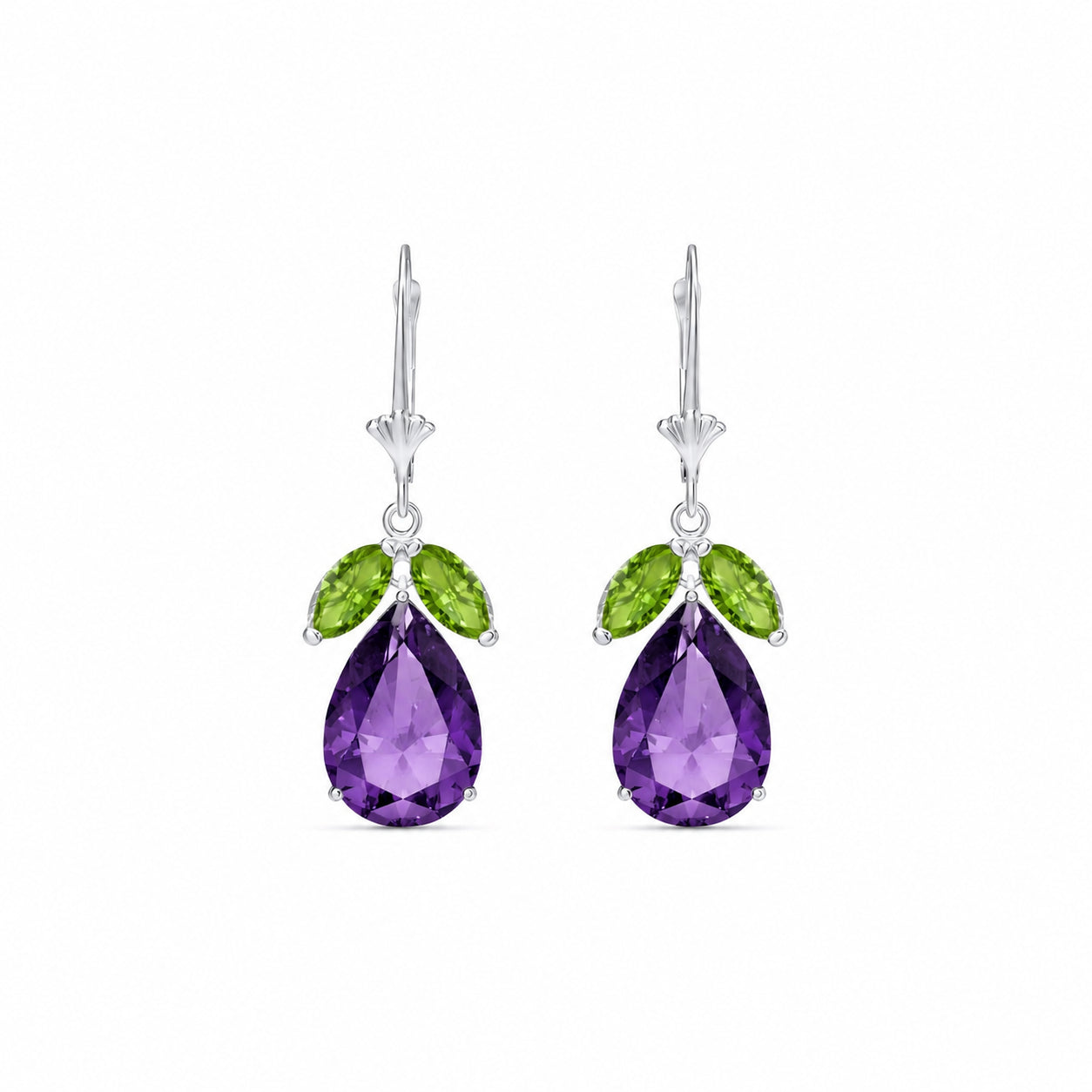 White Gold Celeste Drop Earrings Peridot 10K — Eulalia