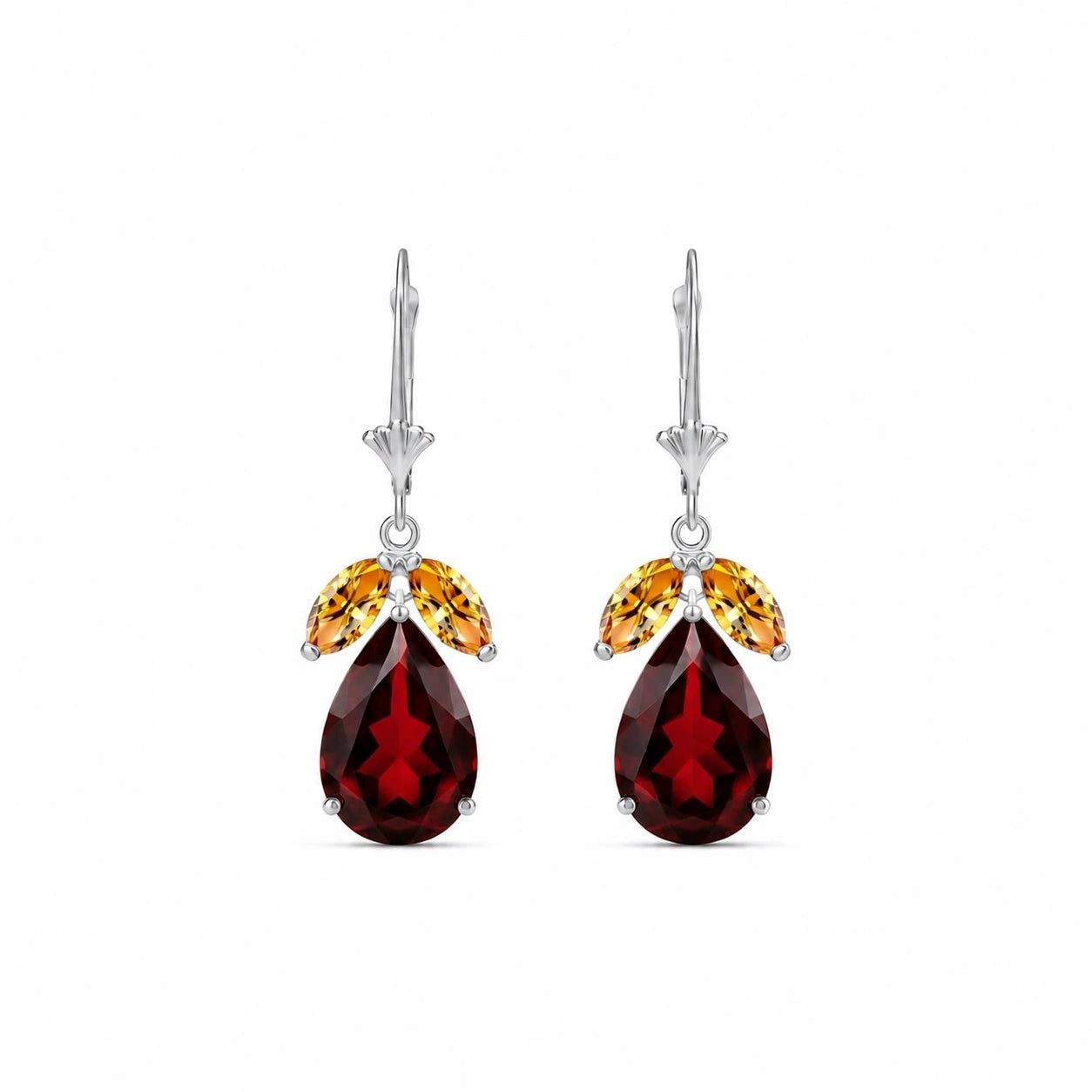 White Gold Celeste Drop Earrings Peridot 10K — Eulalia
