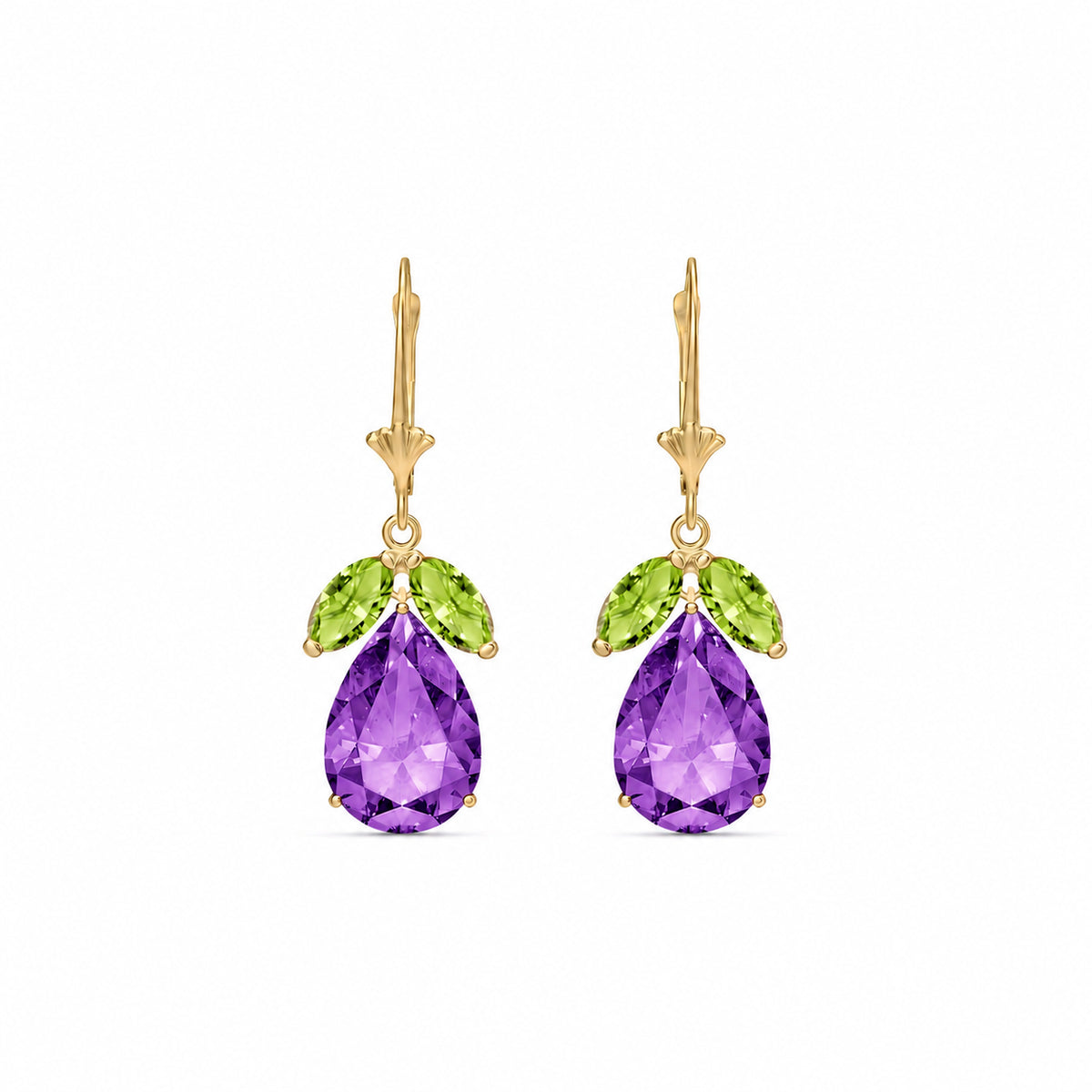 Yellow Gold Celeste Drop Earrings Peridot 10K — Eulalia