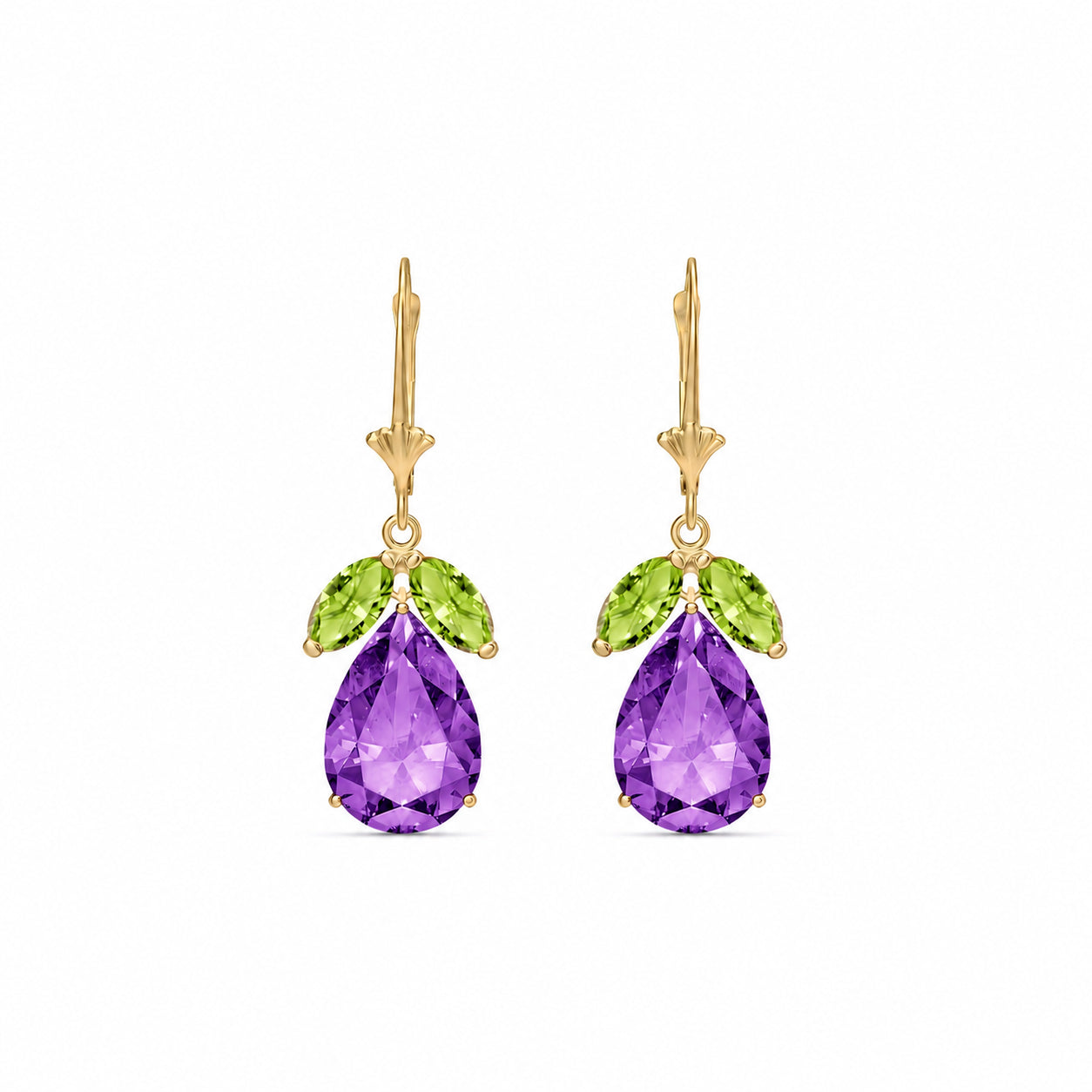 Yellow Gold Celeste Drop Earrings Peridot 10K — Eulalia