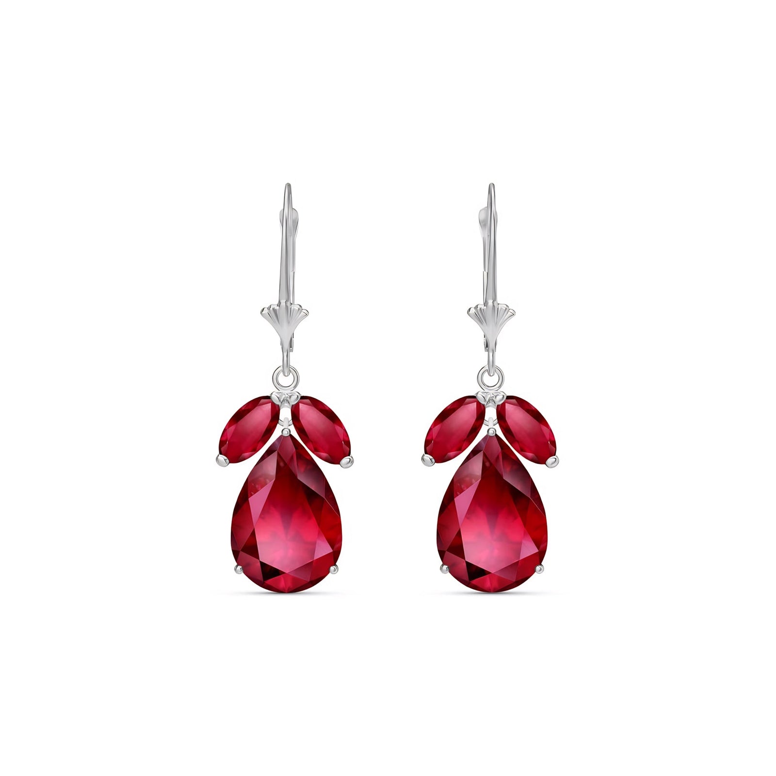 White Gold Celeste Drop Earrings Ruby 10K — Eulalia