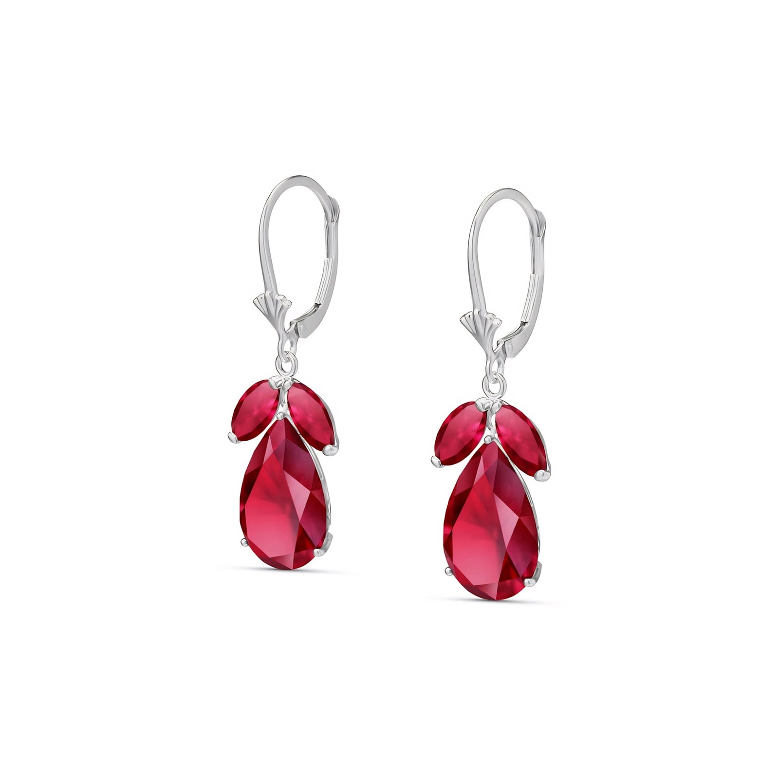 White Gold Celeste Drop Earrings Ruby 10K — Eulalia