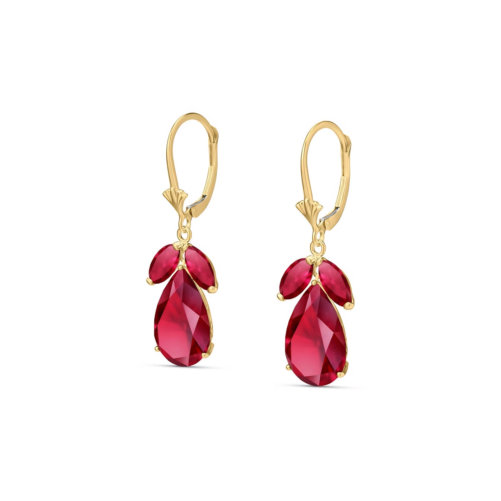 Yellow Gold Celeste Drop Earrings Ruby 10K — Eulalia