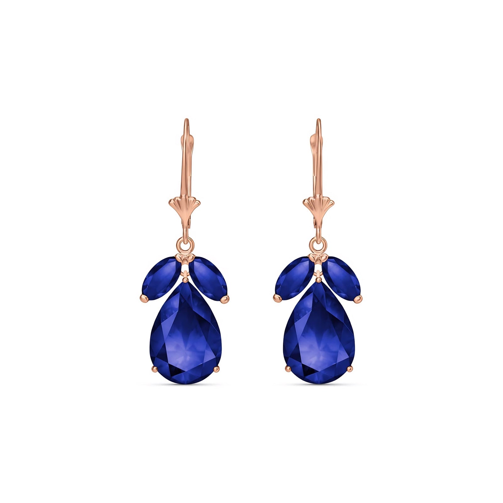 Rose Gold Celeste Drop Earrings Sapphire 10K — Eulalia