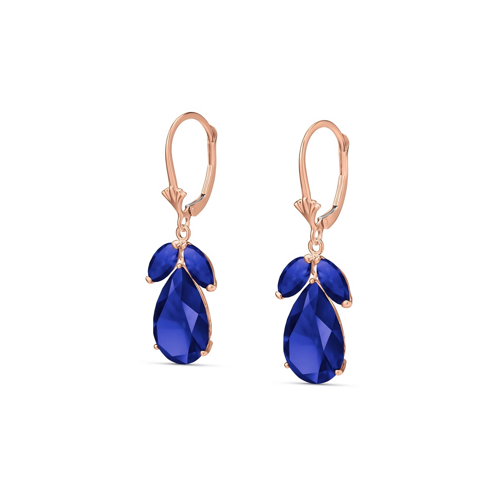 Rose Gold Celeste Drop Earrings Sapphire 10K — Eulalia