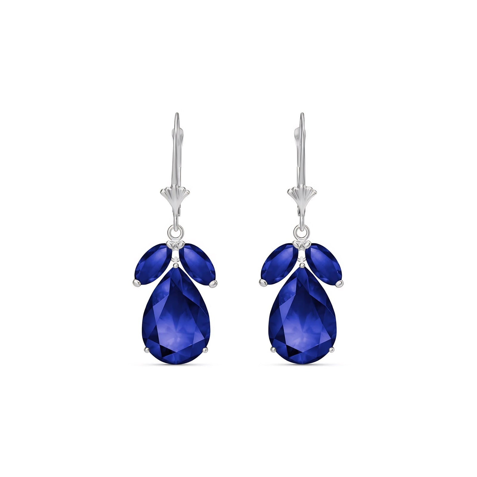 White Gold Celeste Drop Earrings Sapphire 10K — Eulalia