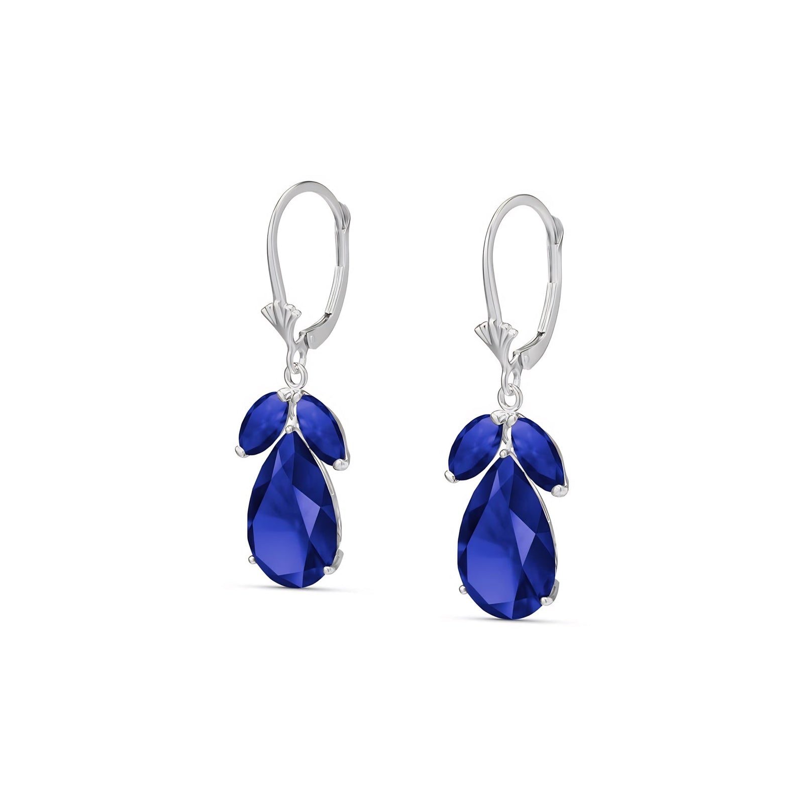 White Gold Celeste Drop Earrings Sapphire 10K — Eulalia