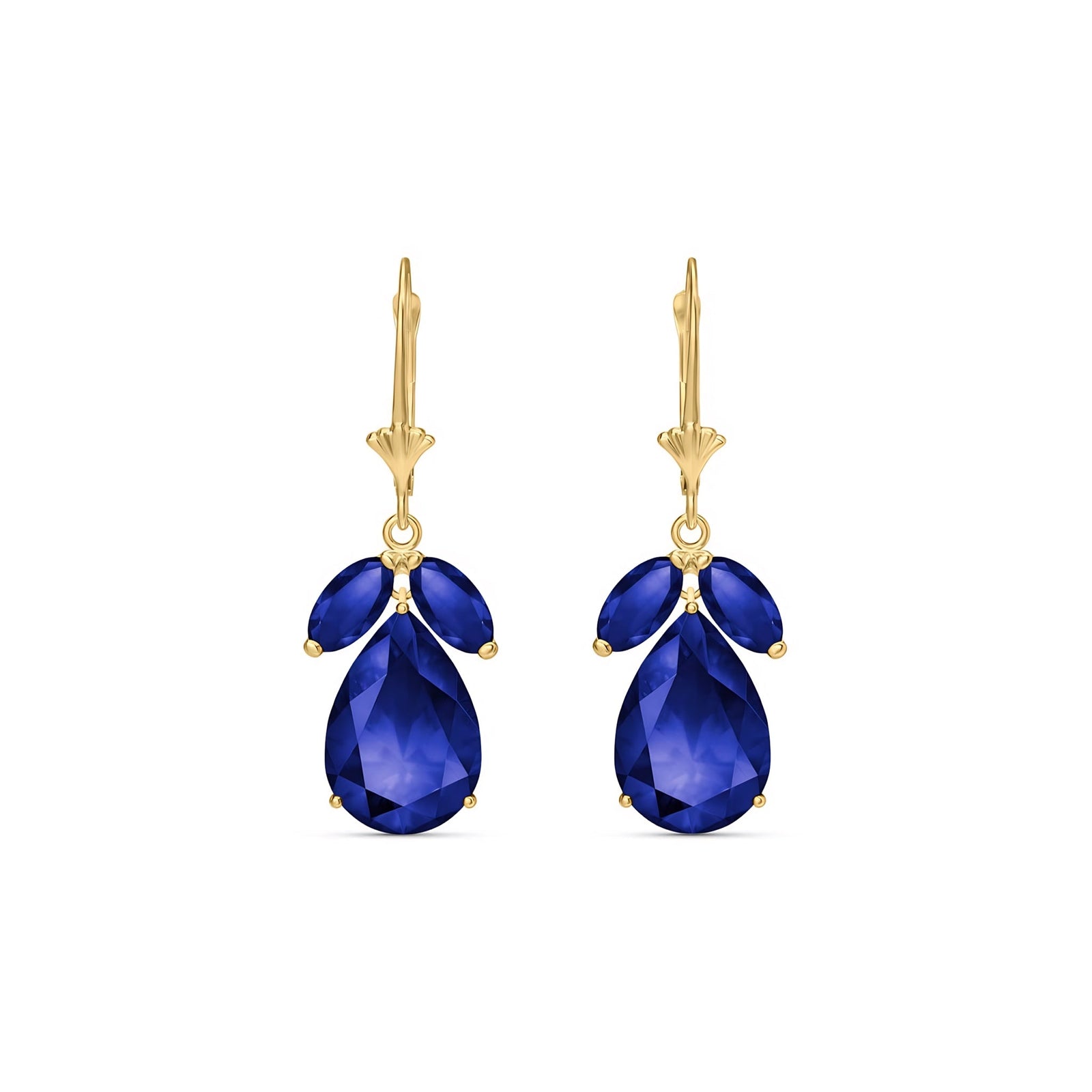 Yellow Gold Celeste Drop Earrings Sapphire 10K — Eulalia