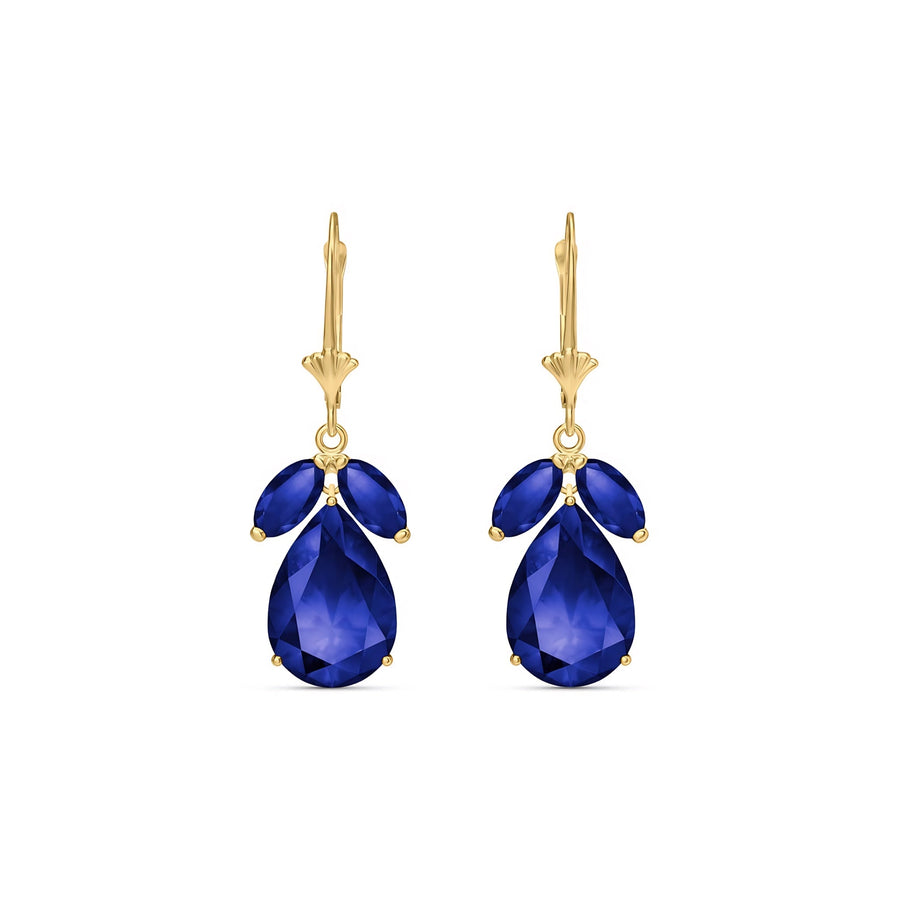 Yellow Gold Celeste Drop Earrings Sapphire 10K — Eulalia