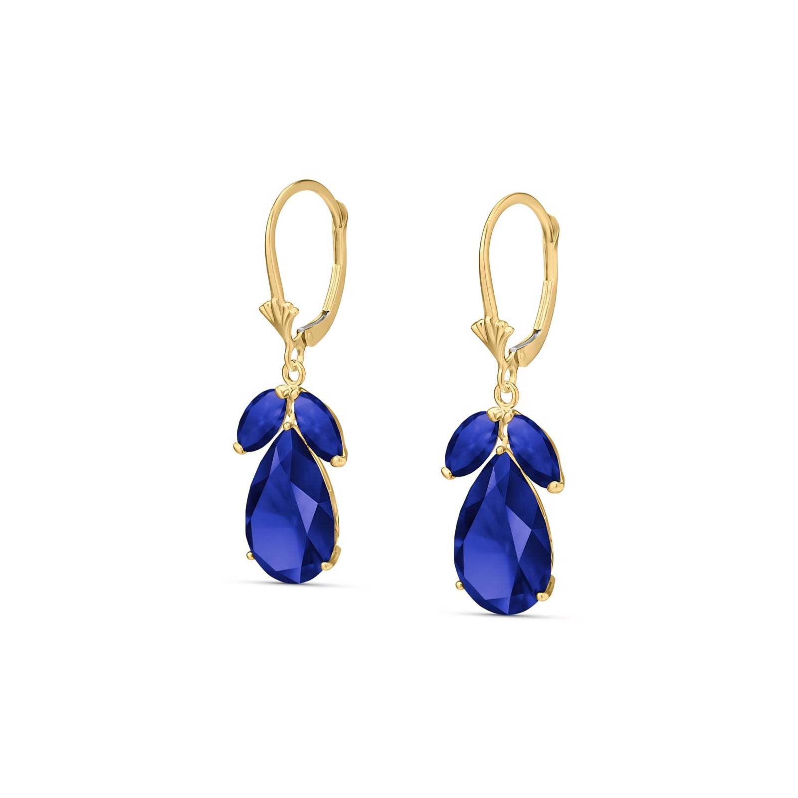 Yellow Gold Celeste Drop Earrings Sapphire 10K — Eulalia