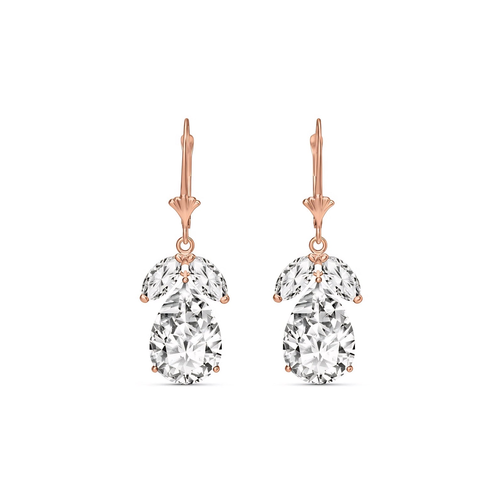Rose Gold Celeste Drop Earrings White Topaz 10K — Eulalia