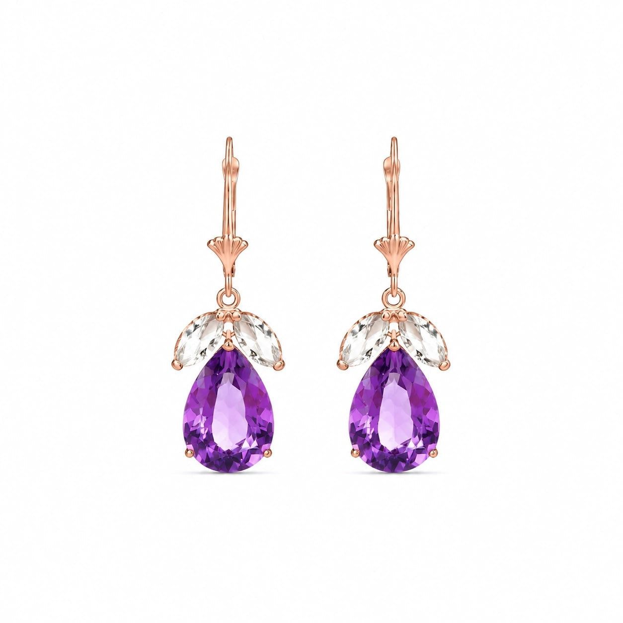 Rose Gold Celeste Drop Earrings White Topaz 10K — Eulalia