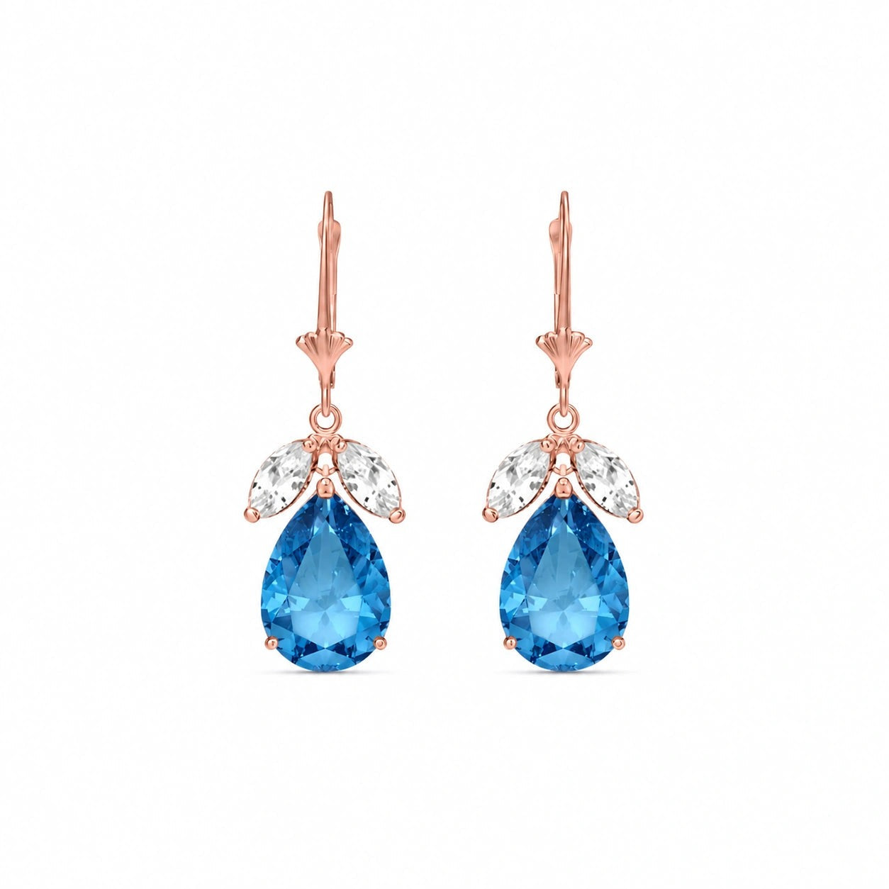 Rose Gold Celeste Drop Earrings White Topaz 10K — Eulalia