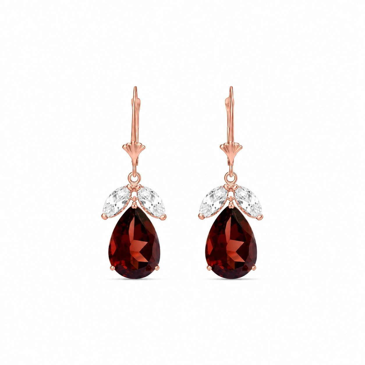 Rose Gold Celeste Drop Earrings White Topaz 10K — Eulalia