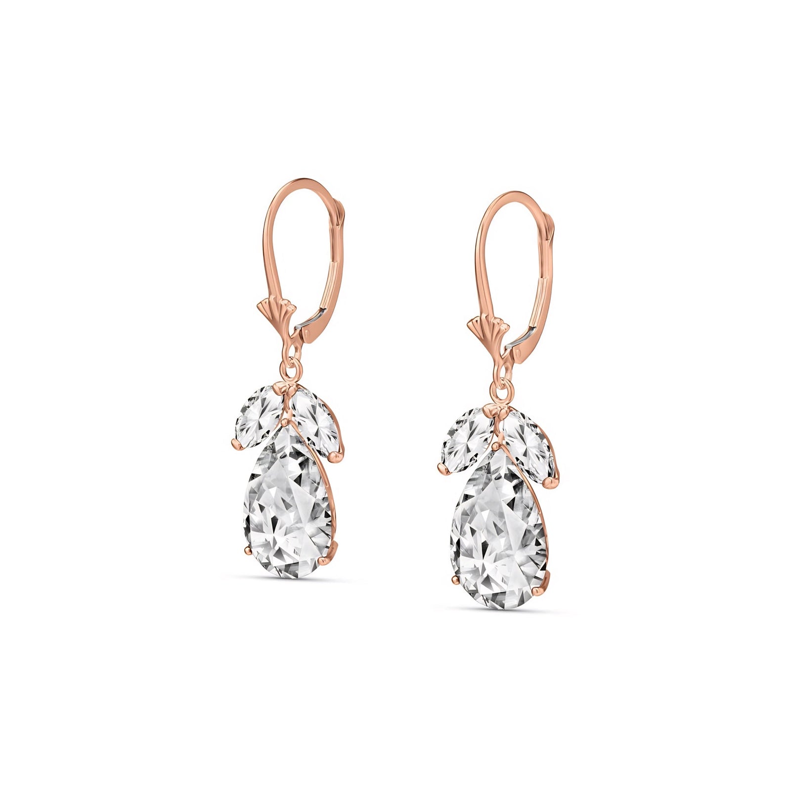 Rose Gold Celeste Drop Earrings White Topaz 10K — Eulalia