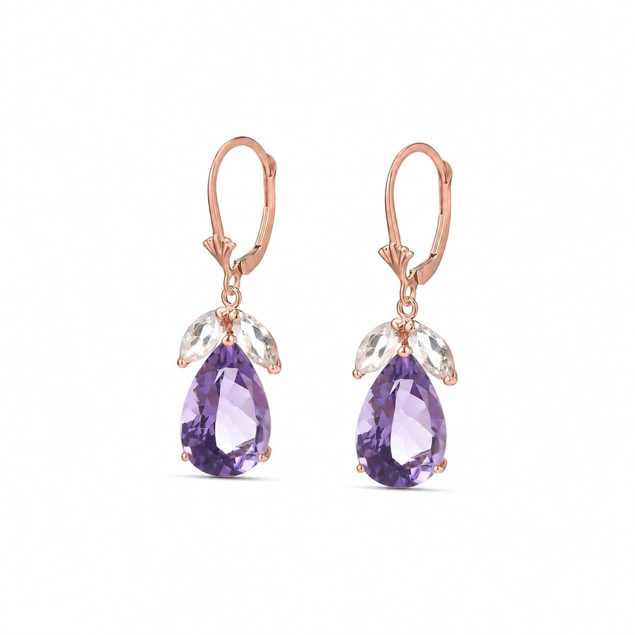 Rose Gold Celeste Drop Earrings White Topaz 10K — Eulalia