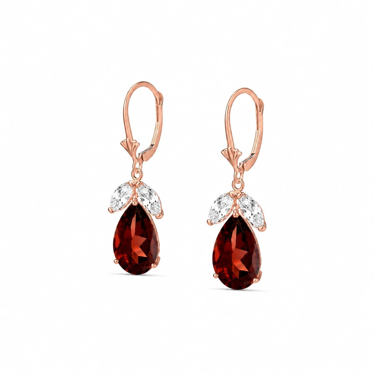 Rose Gold Celeste Drop Earrings White Topaz 10K — Eulalia