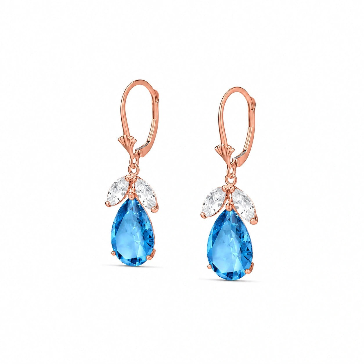 Rose Gold Celeste Drop Earrings White Topaz 10K — Eulalia