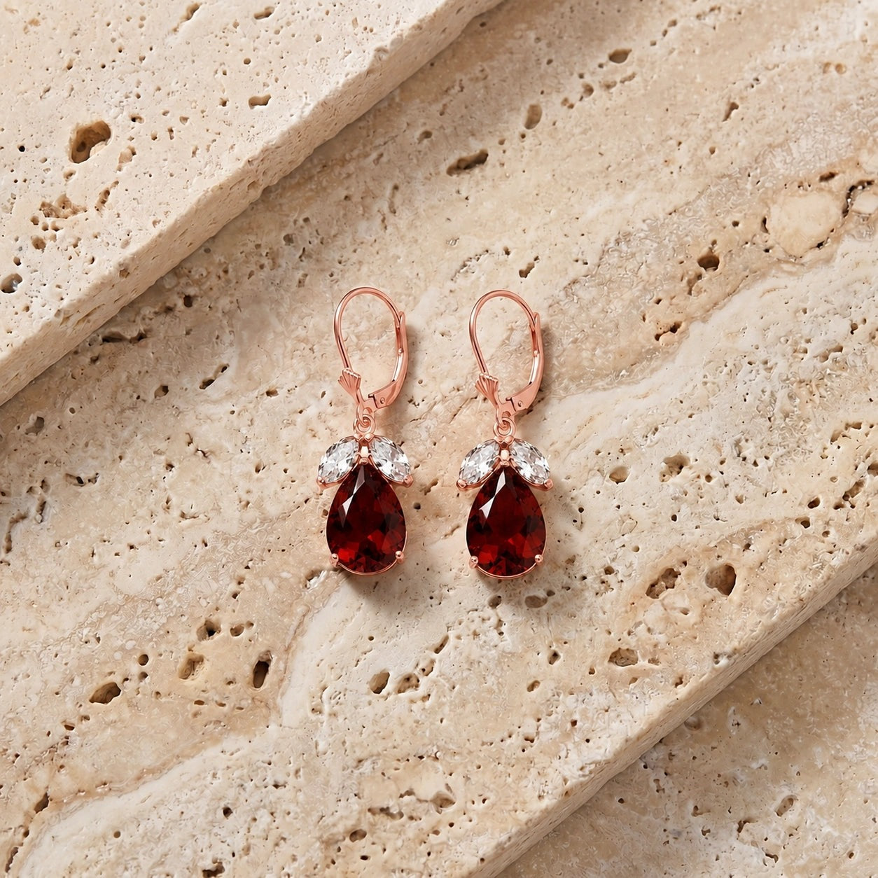 Rose Gold Celeste Drop Earrings White Topaz 10K — Eulalia