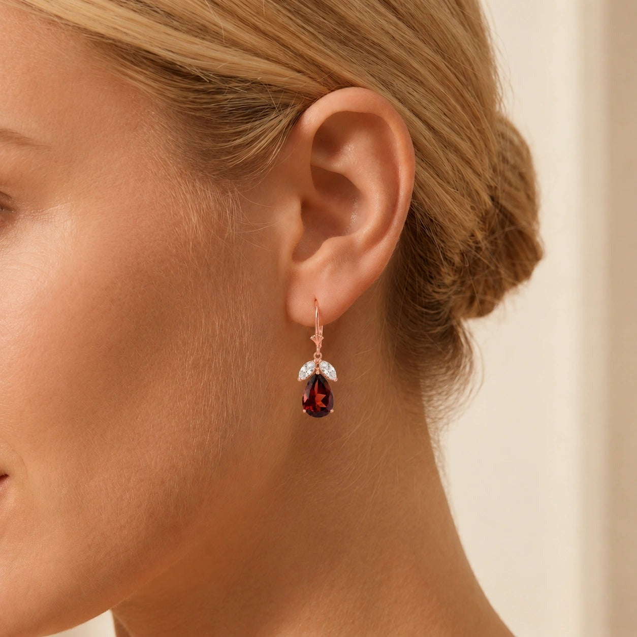 Rose Gold Celeste Drop Earrings White Topaz 10K — Eulalia