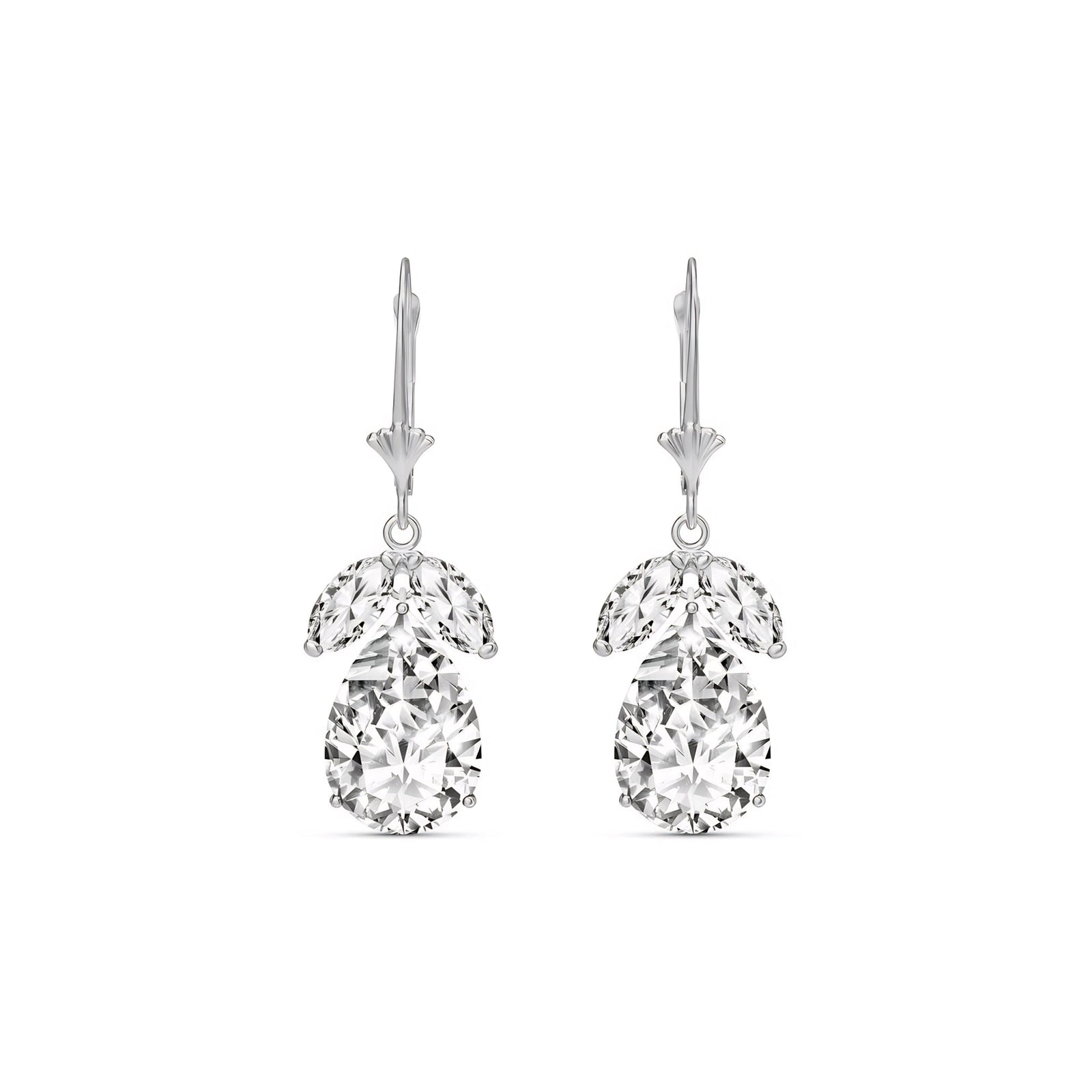 White Gold Celeste Drop Earrings White Topaz 10K — Eulalia
