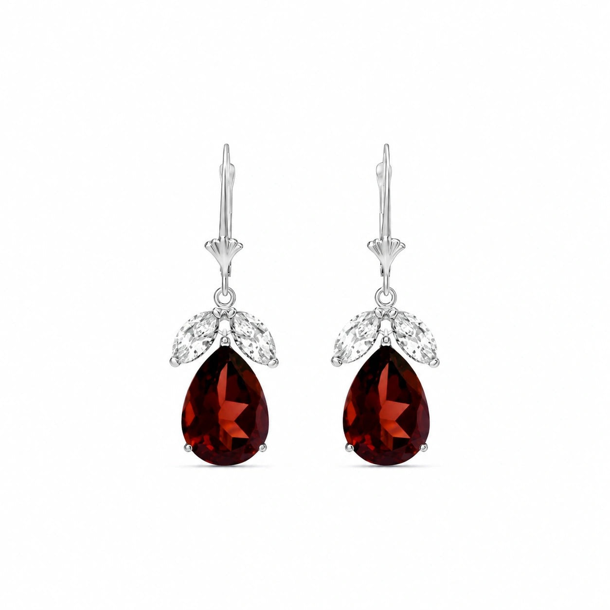 White Gold Celeste Drop Earrings White Topaz 10K — Eulalia