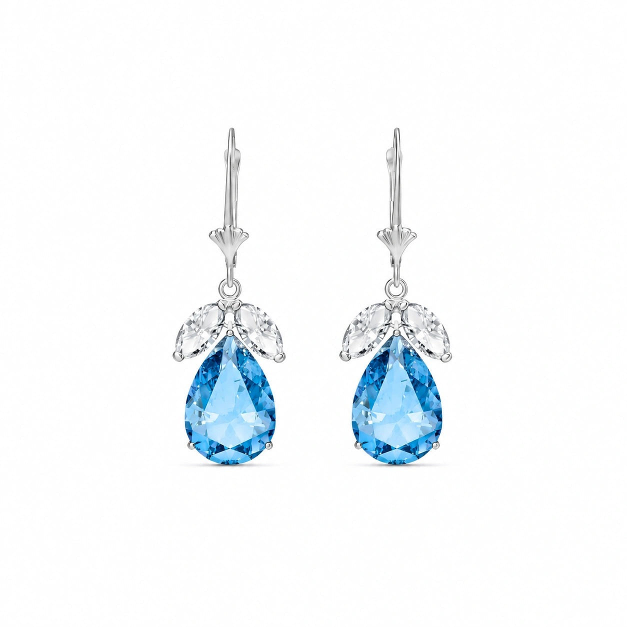 White Gold Celeste Drop Earrings White Topaz 10K — Eulalia