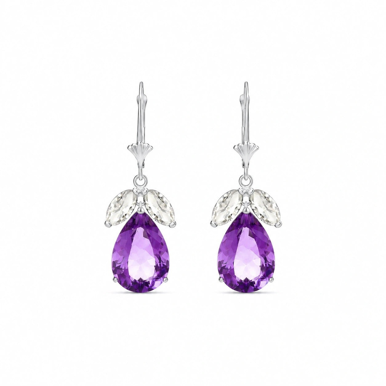 White Gold Celeste Drop Earrings White Topaz 10K — Eulalia