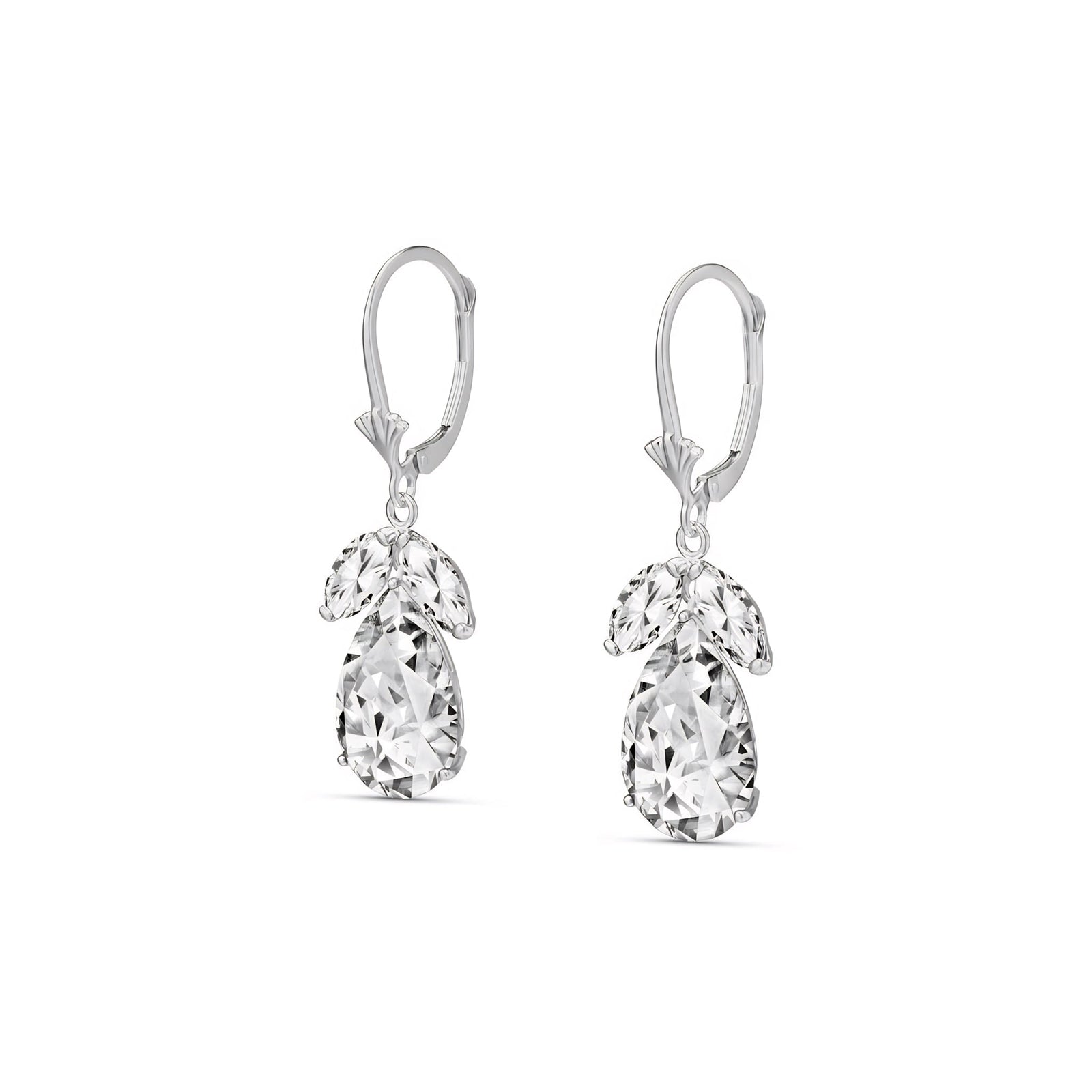White Gold Celeste Drop Earrings White Topaz 10K — Eulalia