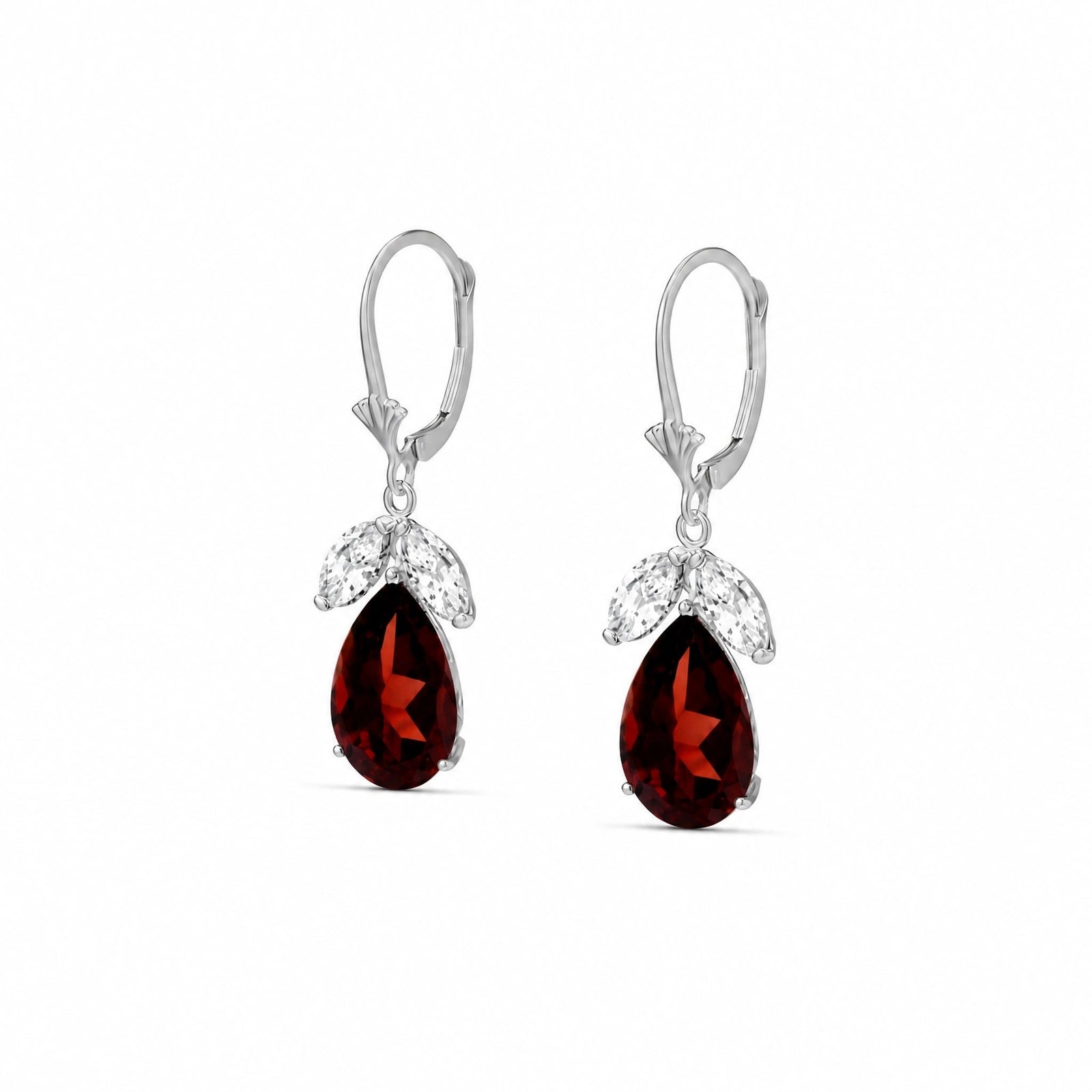 White Gold Celeste Drop Earrings White Topaz 10K — Eulalia