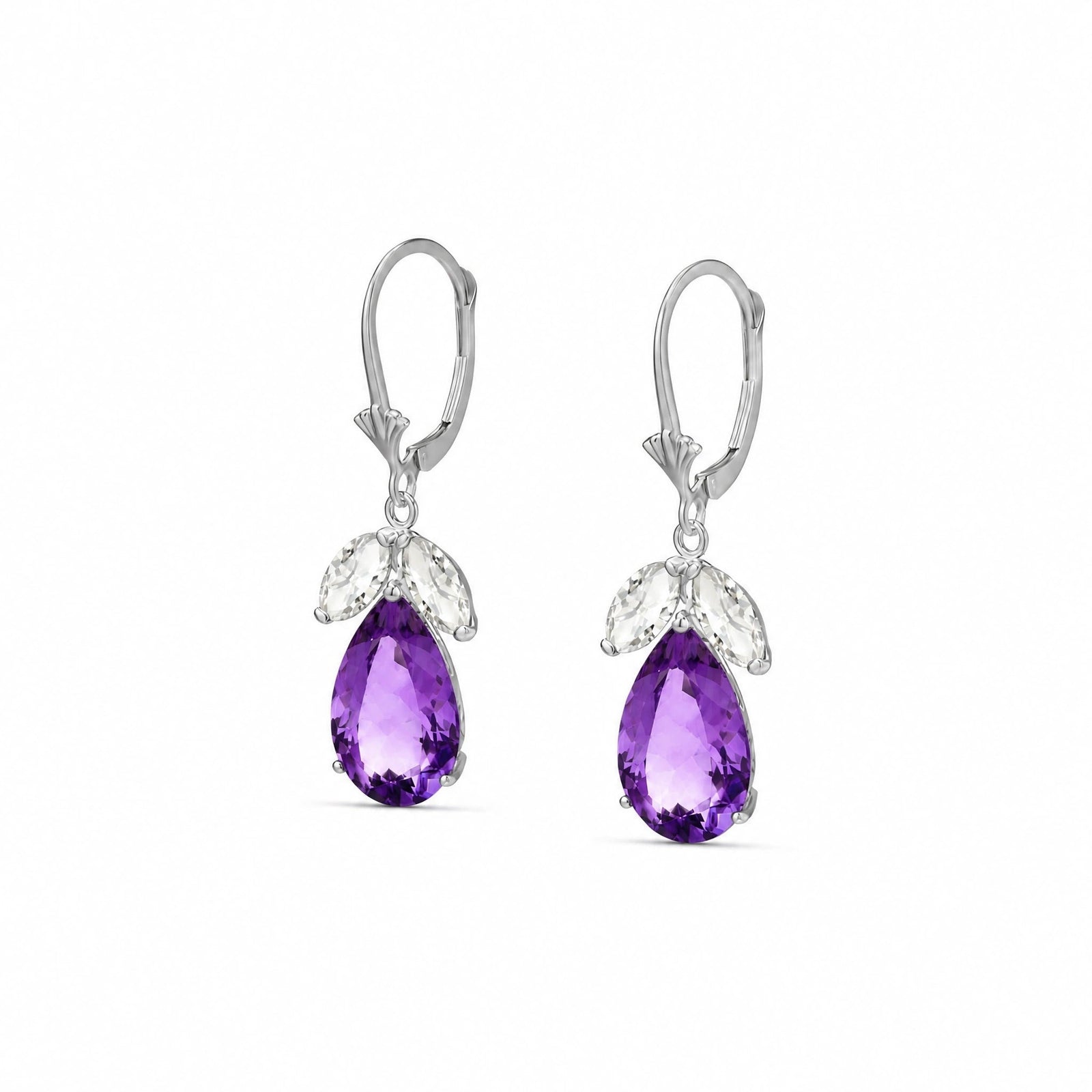 White Gold Celeste Drop Earrings White Topaz 10K — Eulalia