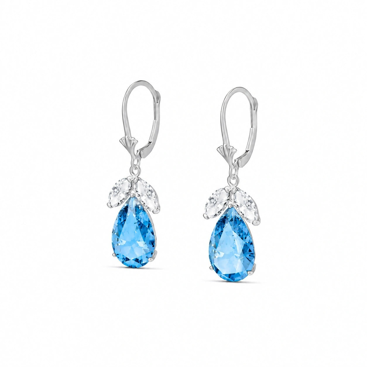 White Gold Celeste Drop Earrings White Topaz 10K — Eulalia