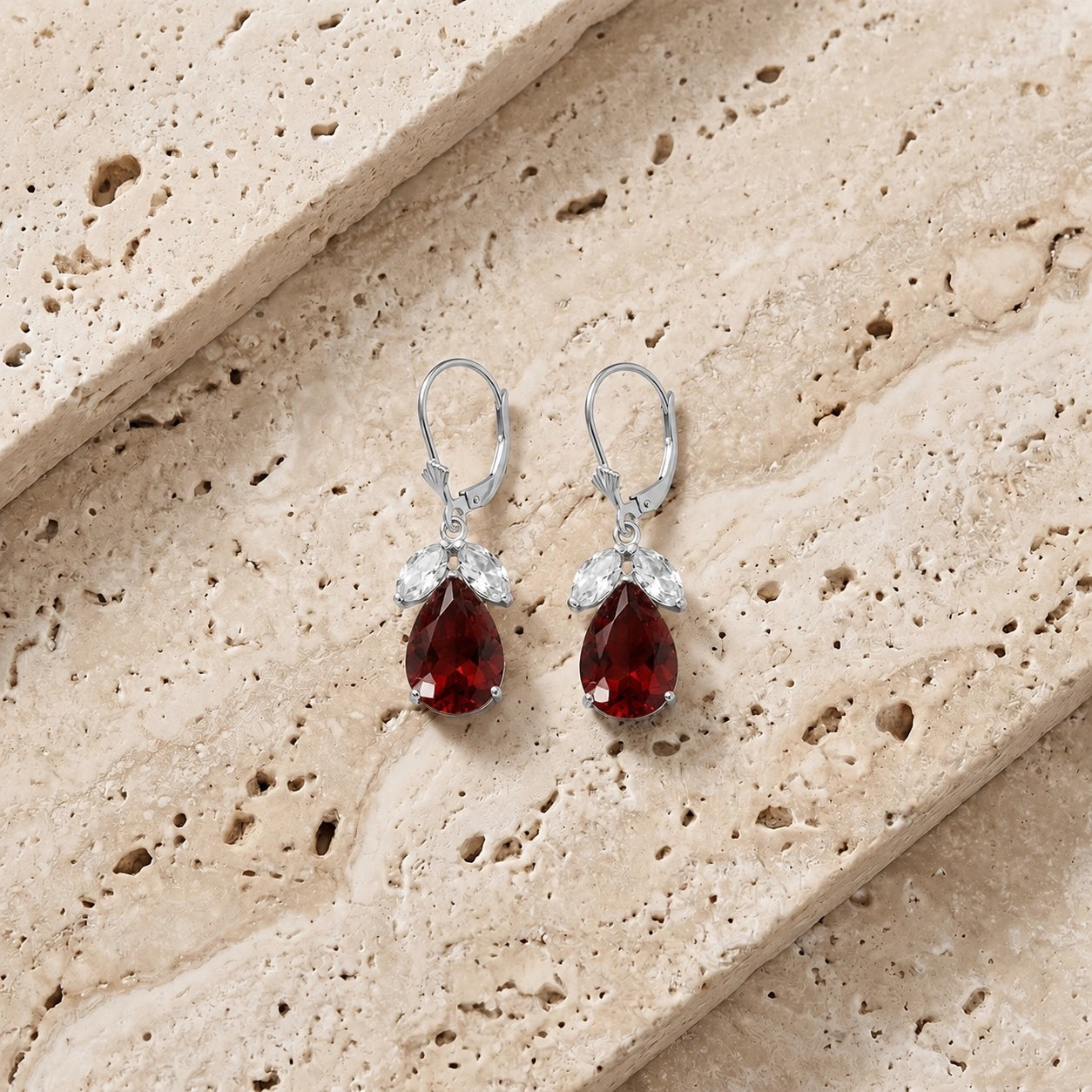 White Gold Celeste Drop Earrings White Topaz 10K — Eulalia