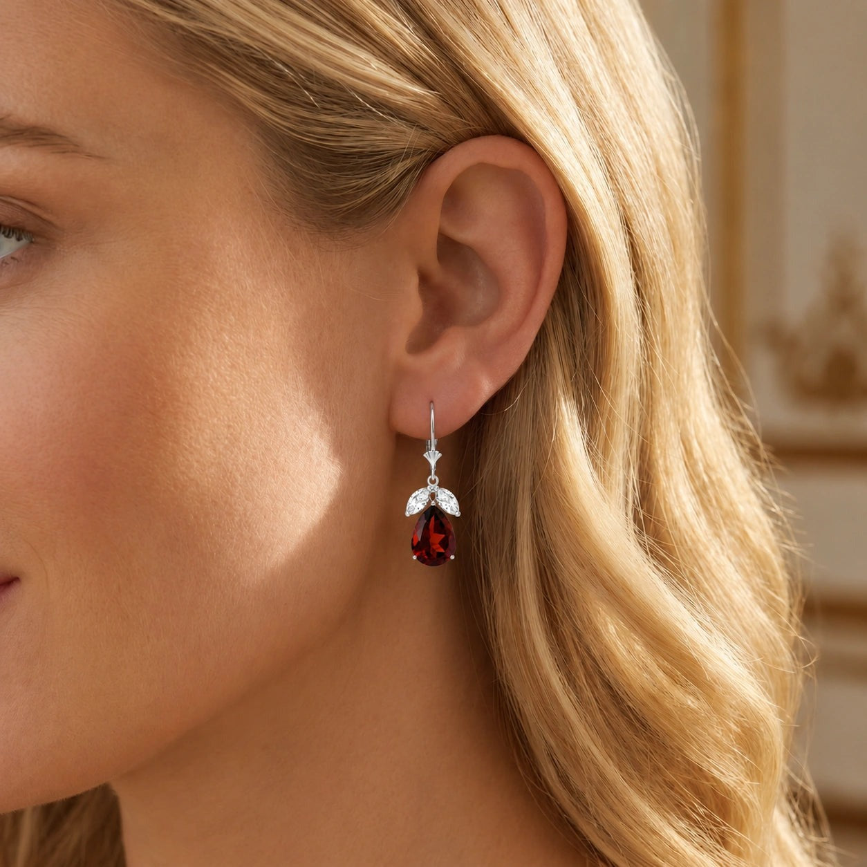 White Gold Celeste Drop Earrings White Topaz 10K — Eulalia