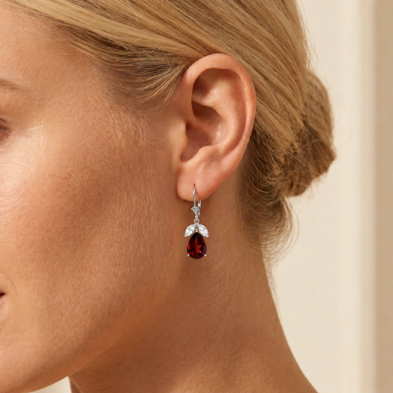 White Gold Celeste Drop Earrings White Topaz 10K — Eulalia