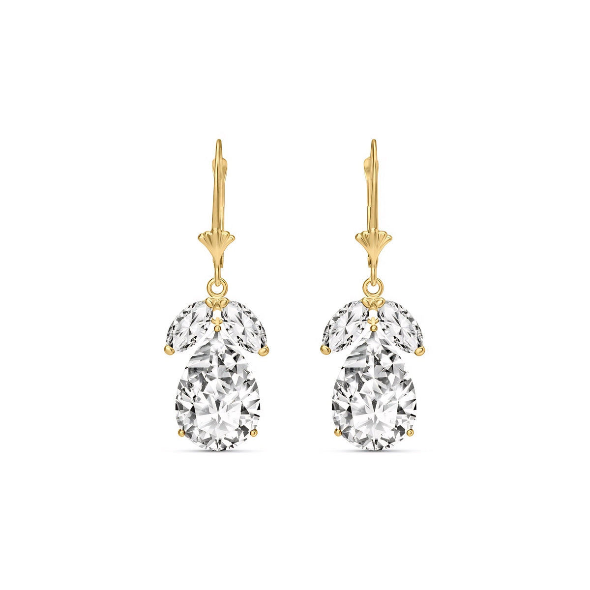 Yellow Gold Celeste Drop Earrings White Topaz 10K — Eulalia
