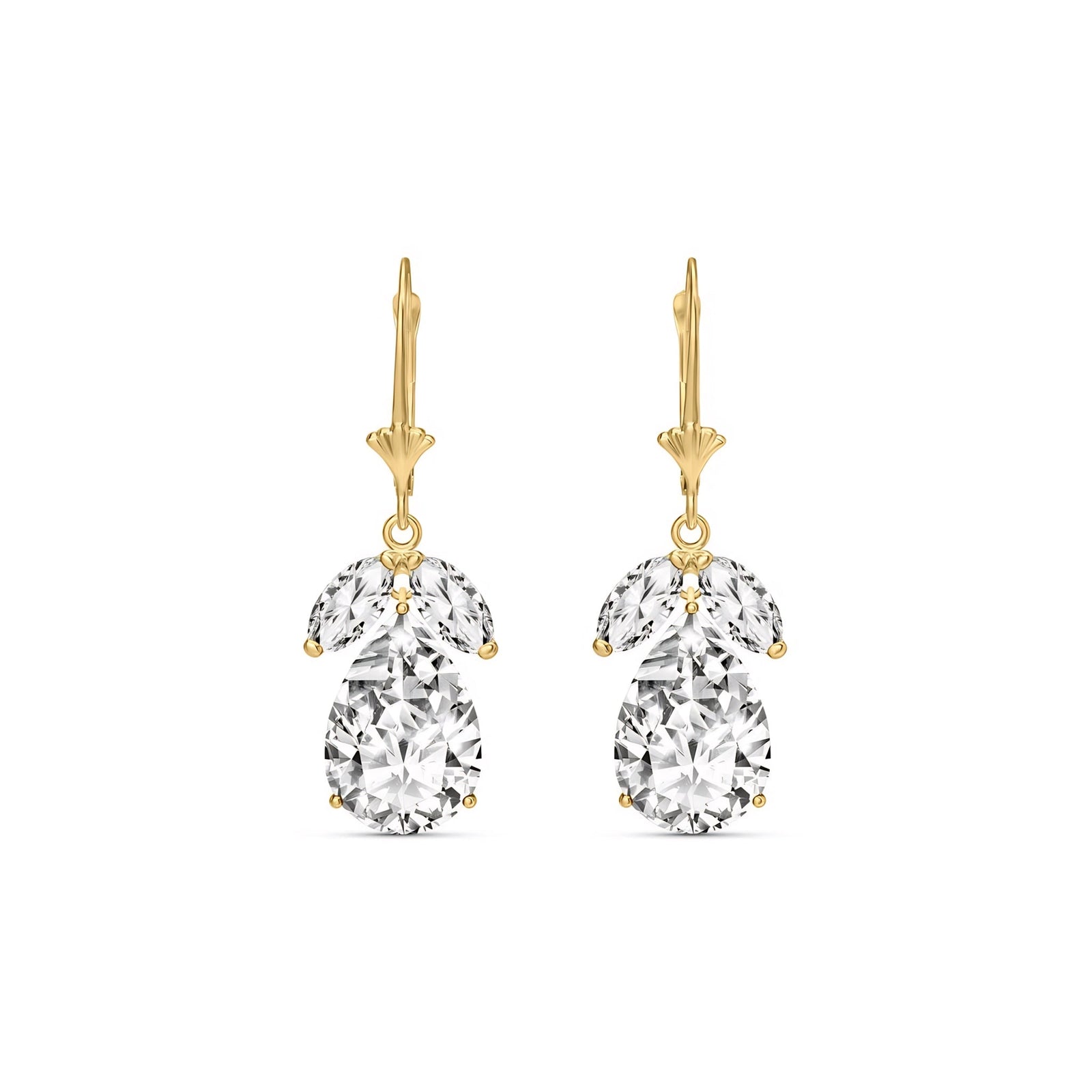 Yellow Gold Celeste Drop Earrings White Topaz 10K — Eulalia