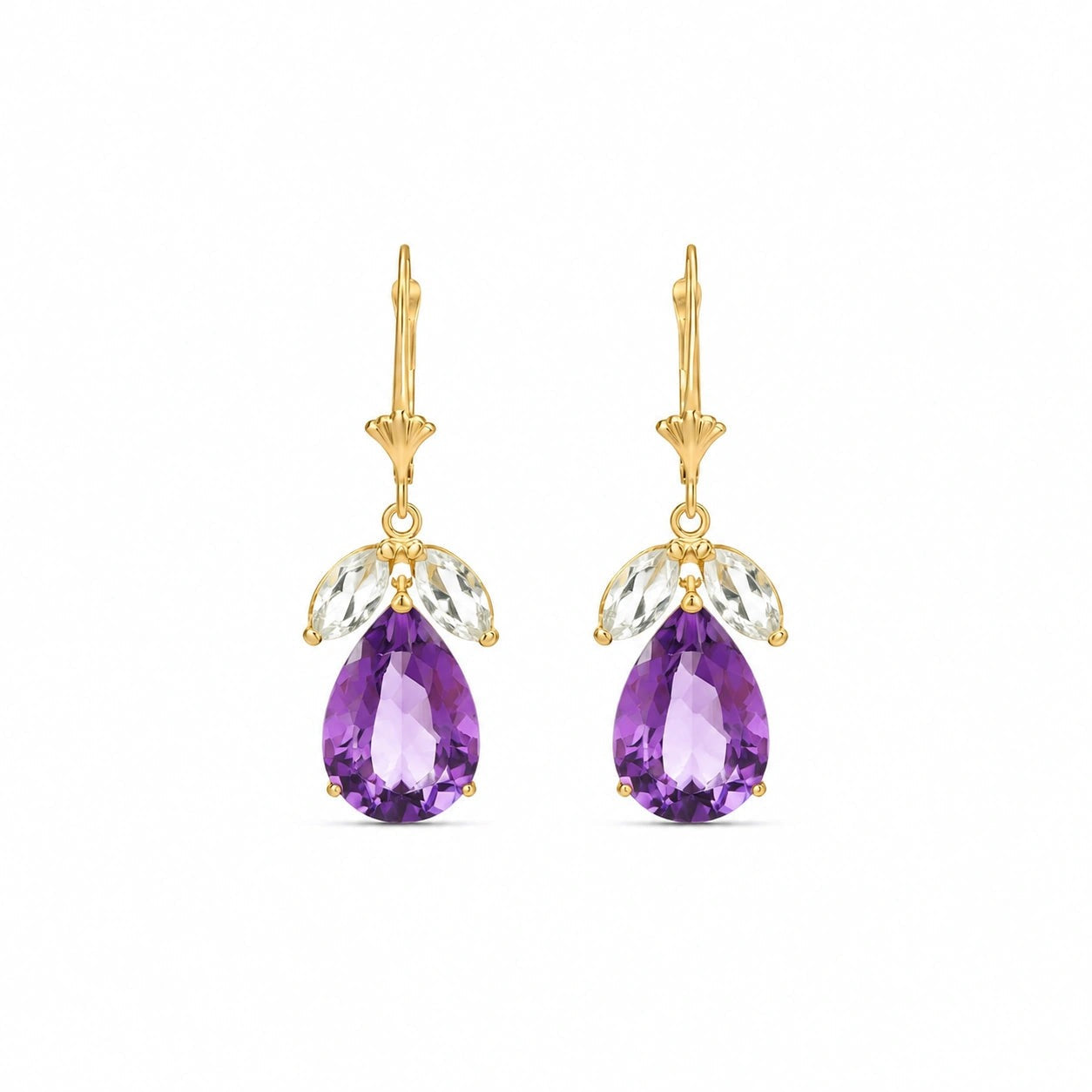 Yellow Gold Celeste Drop Earrings White Topaz 10K — Eulalia