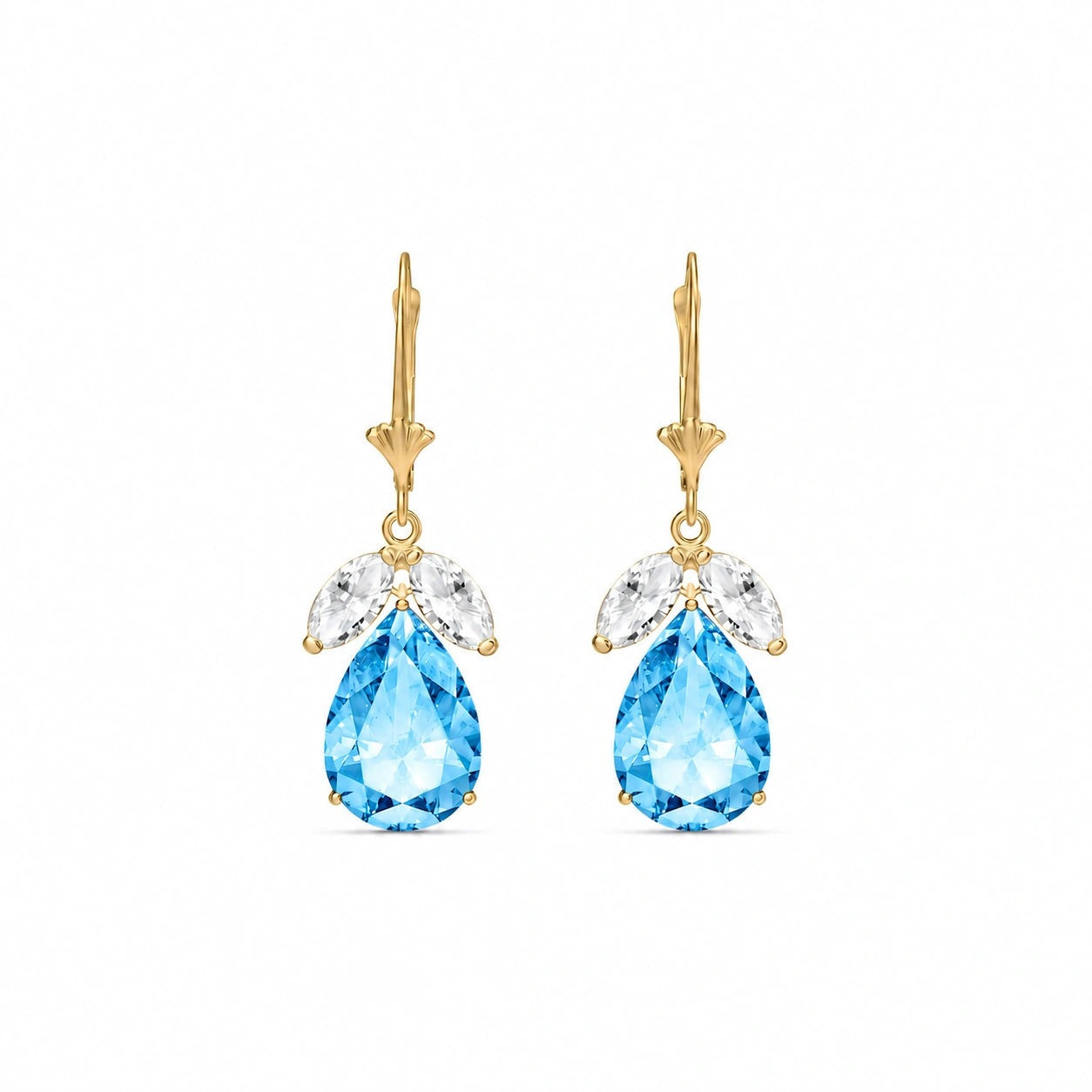 Yellow Gold Celeste Drop Earrings White Topaz 10K — Eulalia