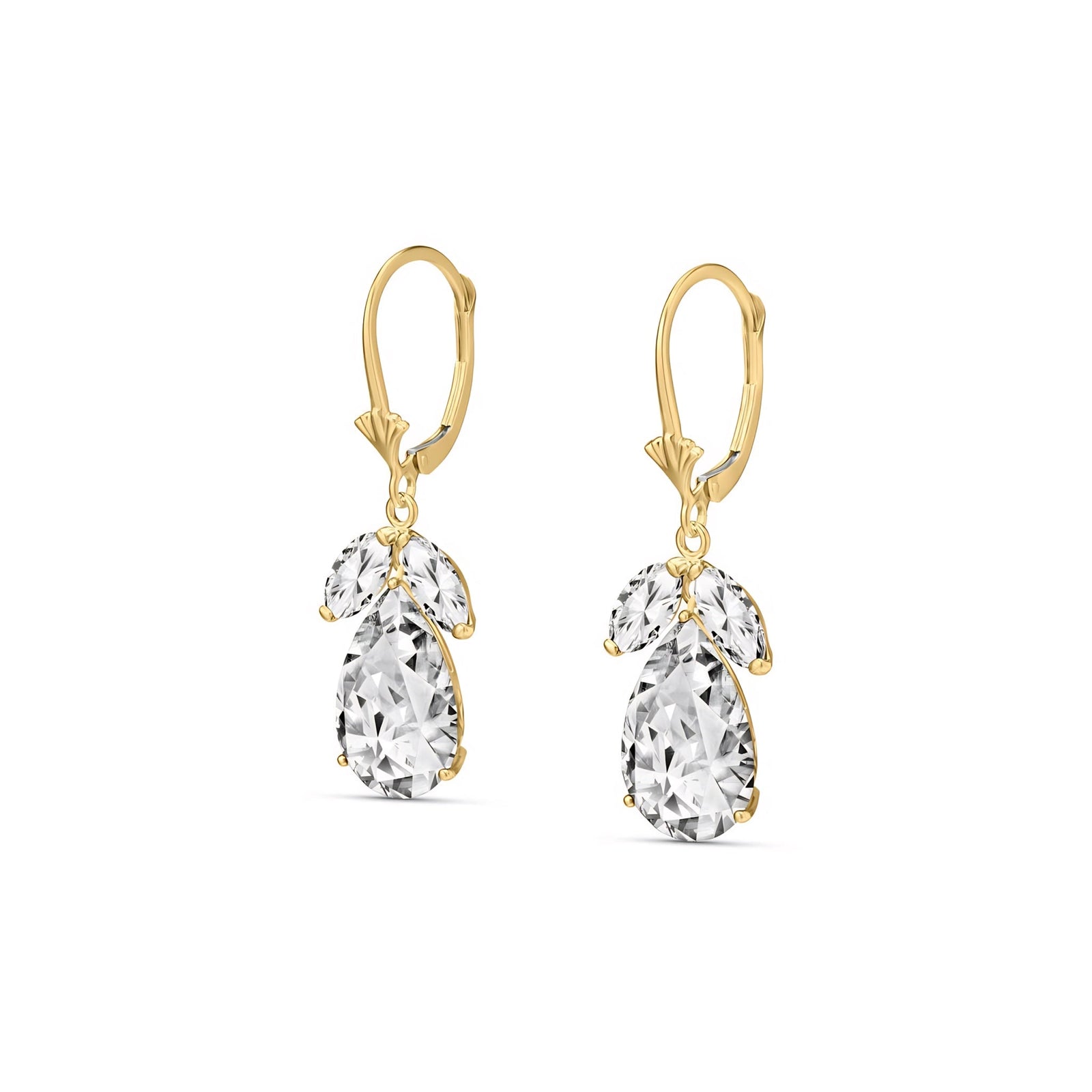 Yellow Gold Celeste Drop Earrings White Topaz 10K — Eulalia
