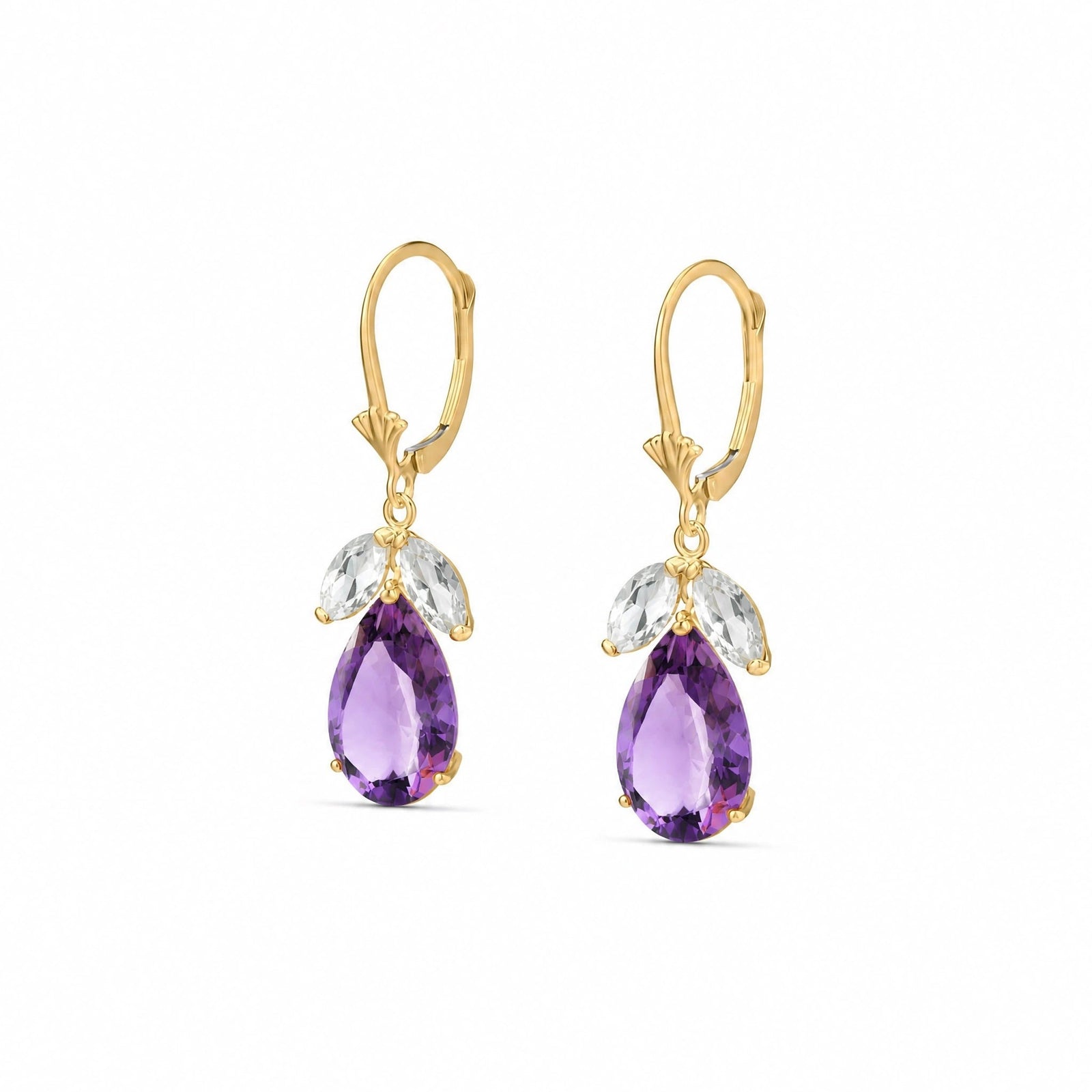 Yellow Gold Celeste Drop Earrings White Topaz 10K — Eulalia