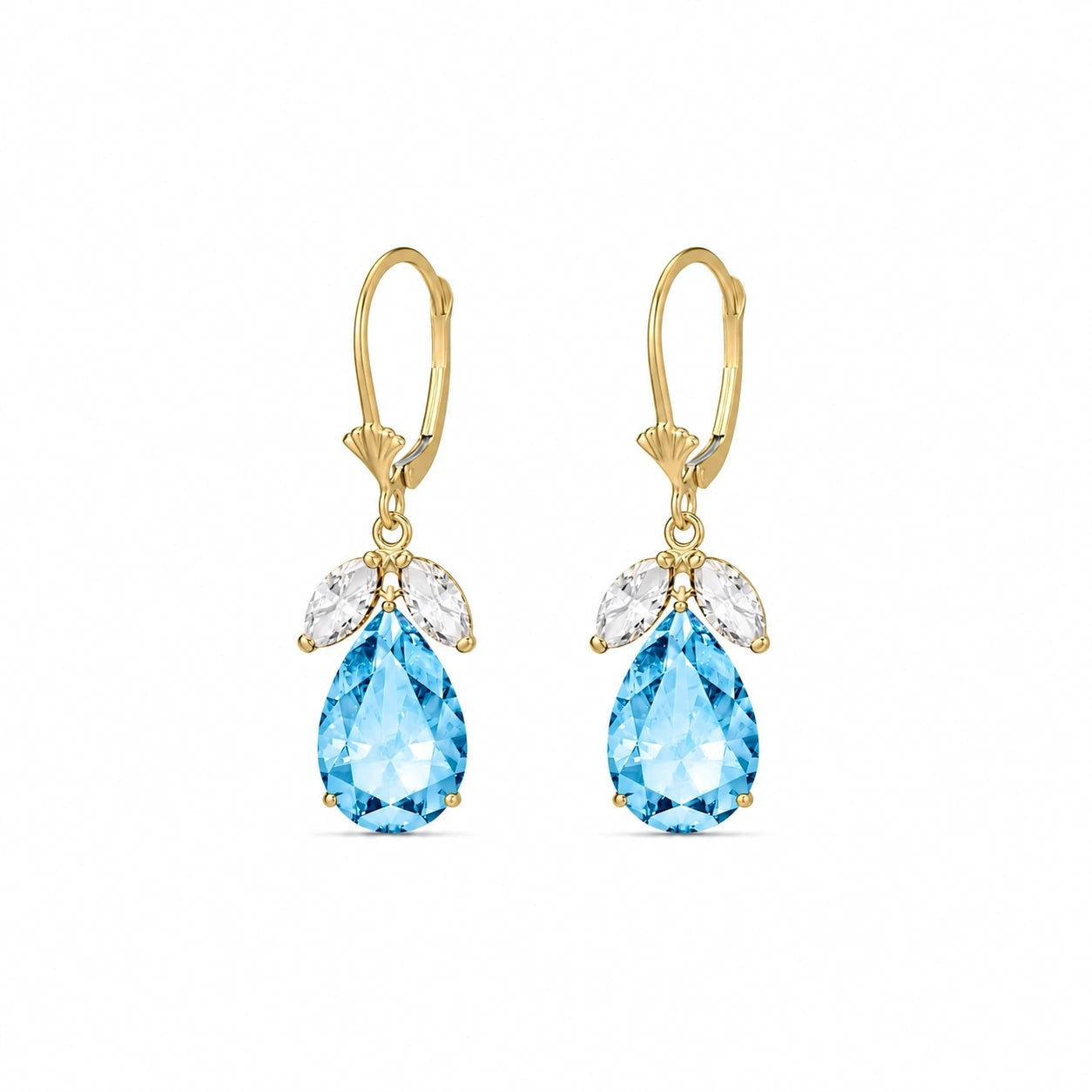 Yellow Gold Celeste Drop Earrings White Topaz 10K — Eulalia
