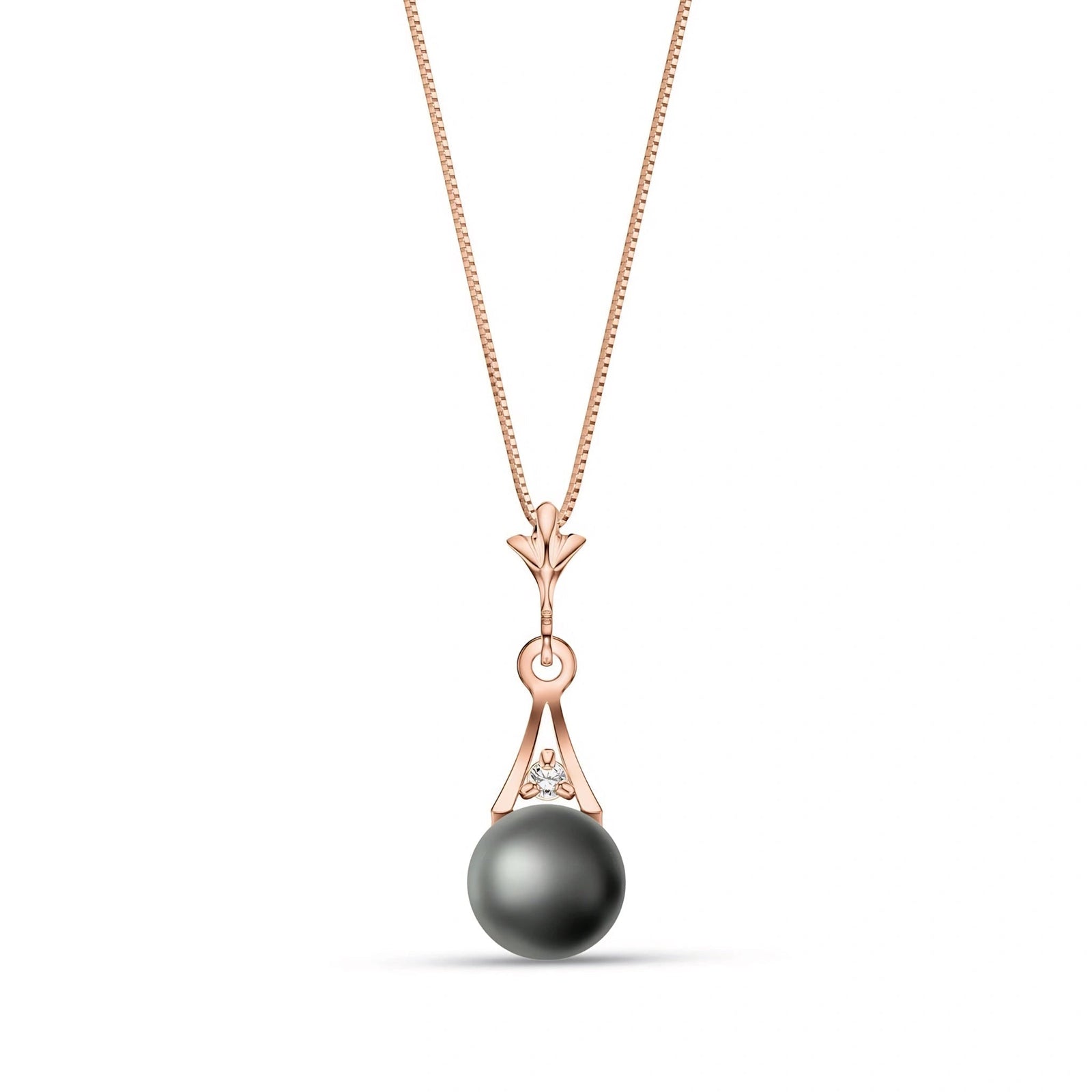 Rose Gold Necklace Pearl 10K — Albertina