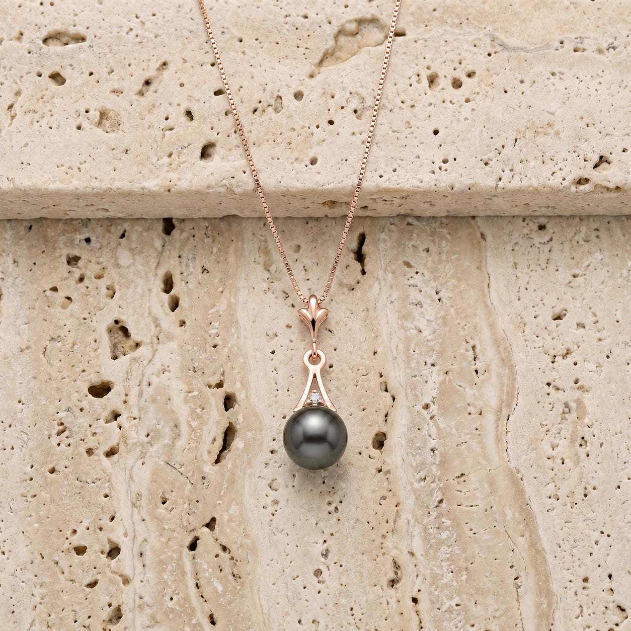 Rose Gold Necklace Pearl 10K — Albertina