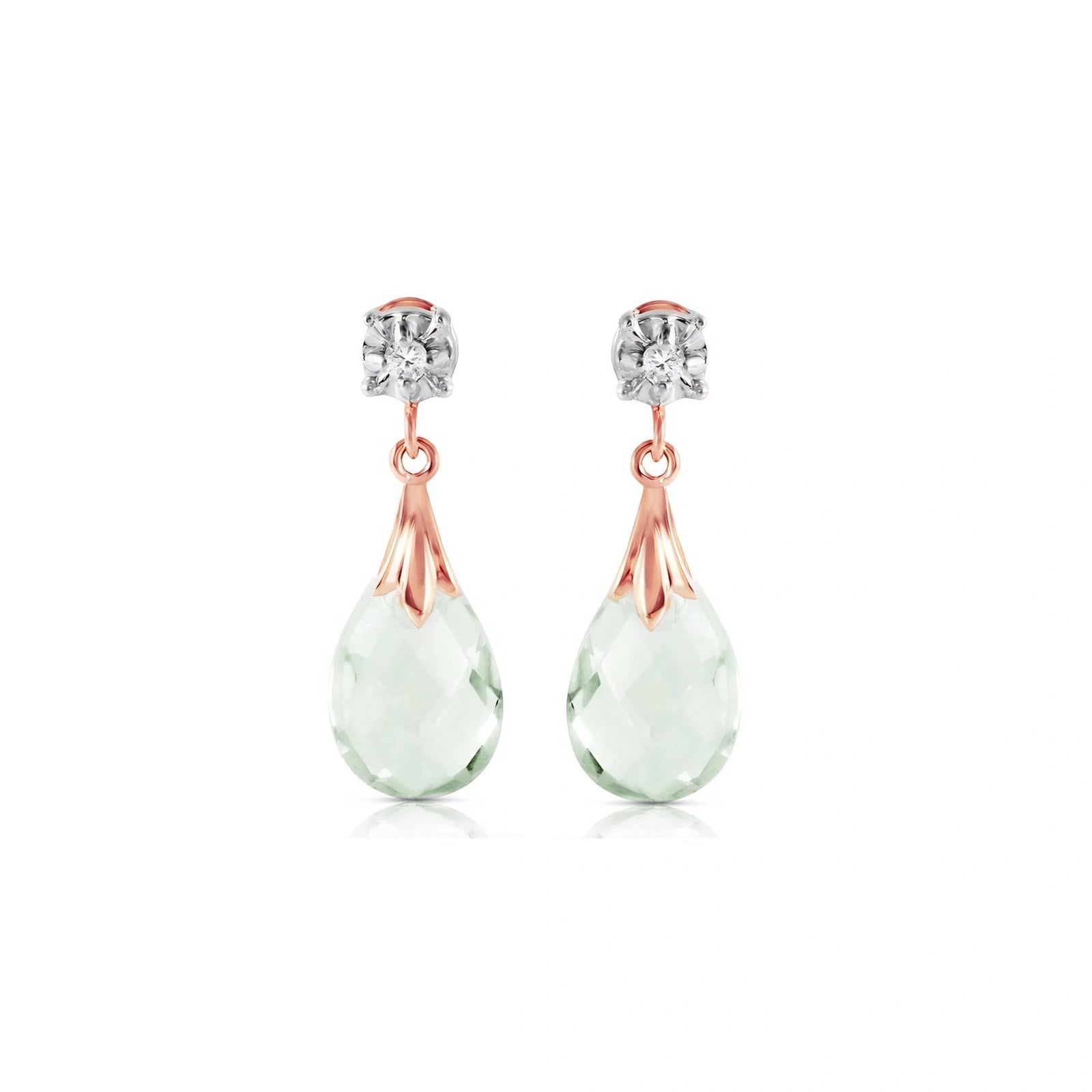 Rose Gold Bloom Earrings Green Amethyst 10K — Albina
