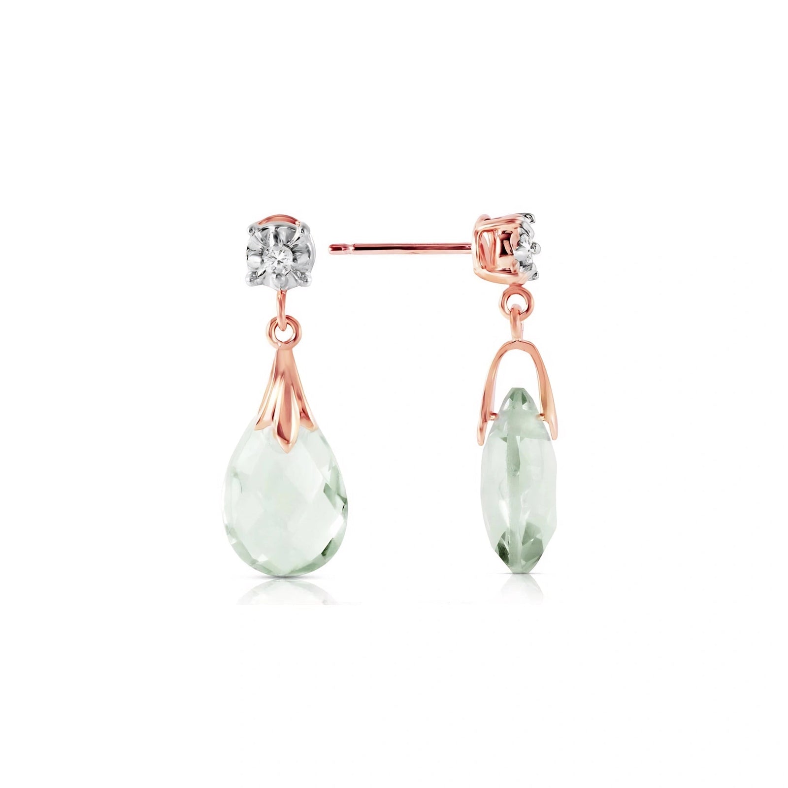 Rose Gold Bloom Earrings Green Amethyst 10K — Albina